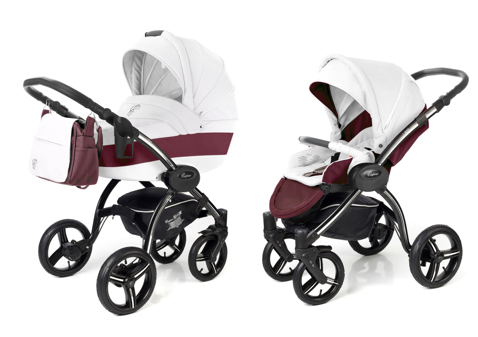 Коляска 2 в 1 Esspero Grand I-Nova (шасси Black) Maroon leatherette