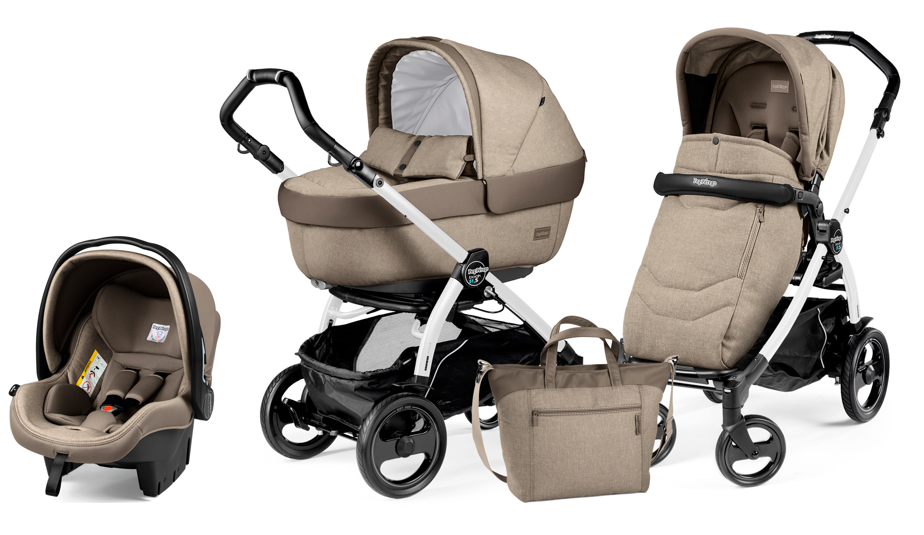 Коляска 3 в 1 Peg Perego Book 51 S Elite Set Modular (шасси White/Black) Cream