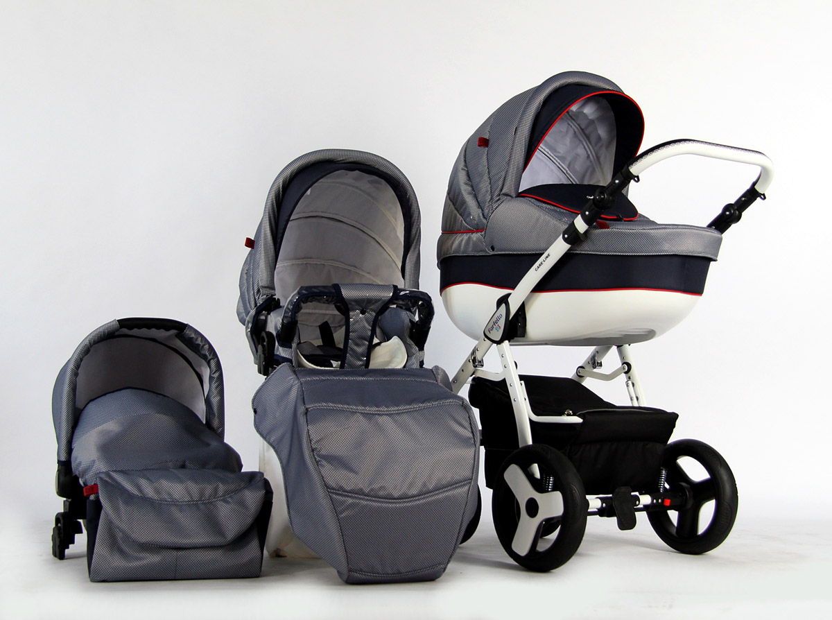 Коляска 3 в 1 Farfello Care-Line CL13 темно-синий, клетка