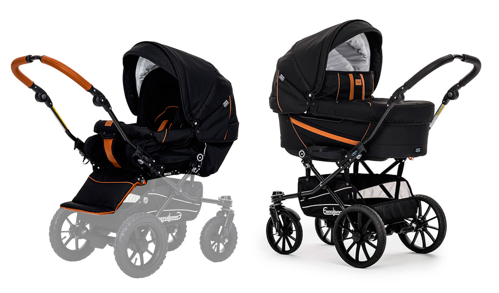 Коляска 2 в 1 Emmaljunga Edge Duo Combi Outdoor (шасси Duo S Competition) Black