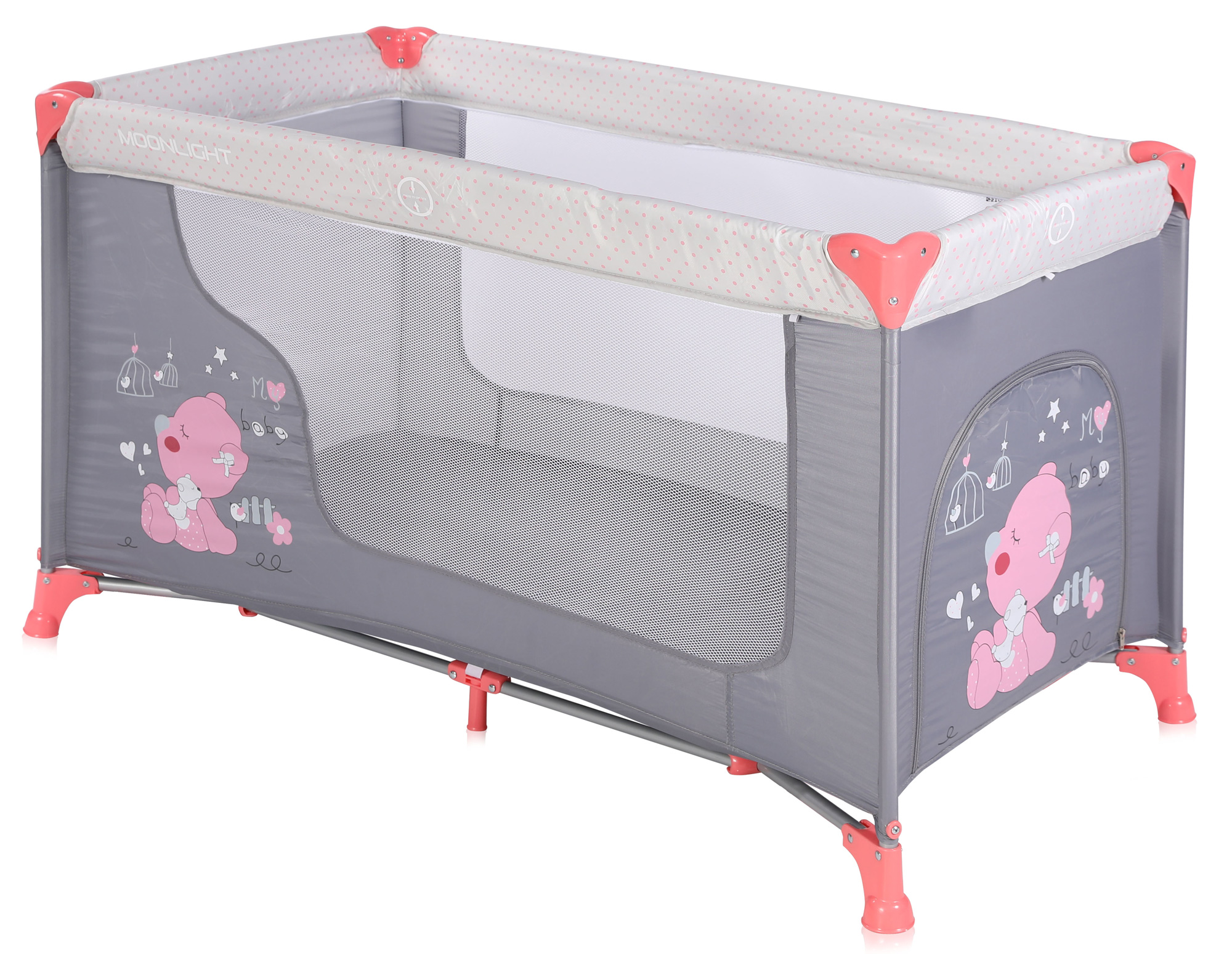 Манеж-кровать LORELLI Moonlight 1 Розово-серый / Rose&Grey My Baby 1878