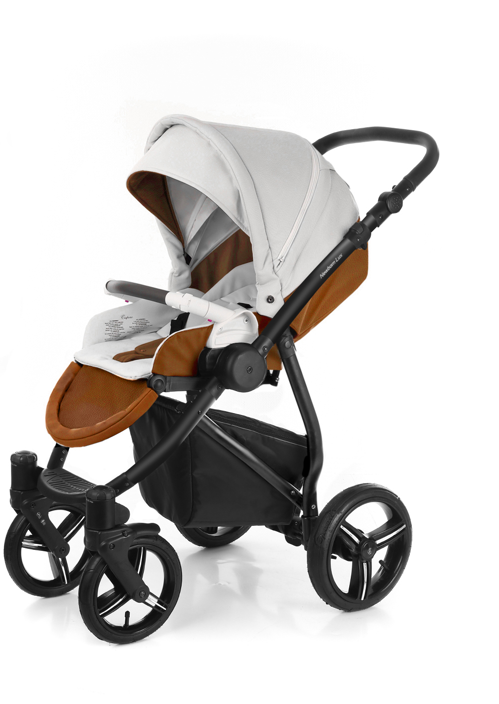 Прогулочная коляска Esspero Grand Newborn Lux (шасси Black) Orange leatherette