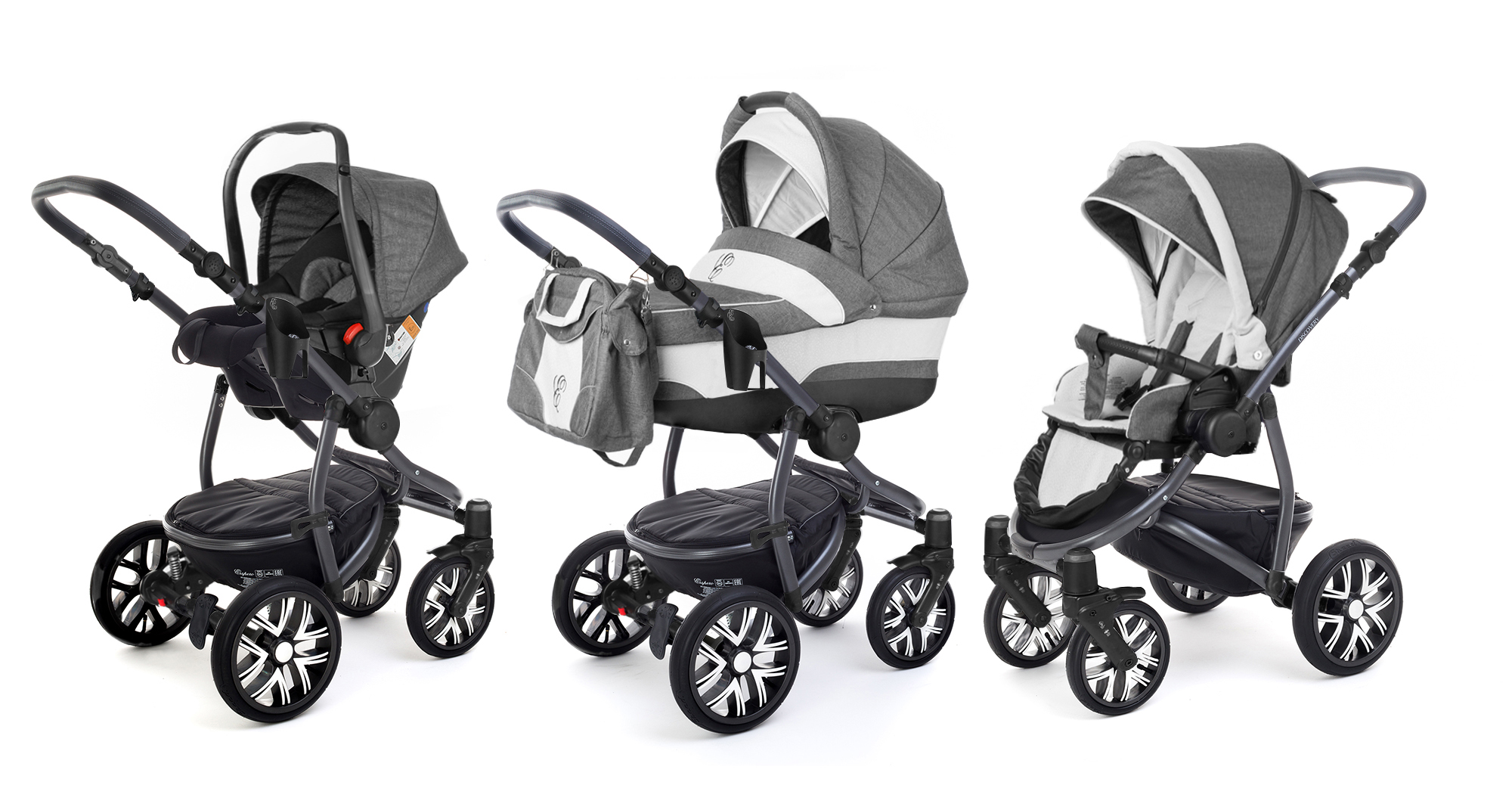 Коляска 3 в 1 Esspero Discovery (шасси Graphite) Denim