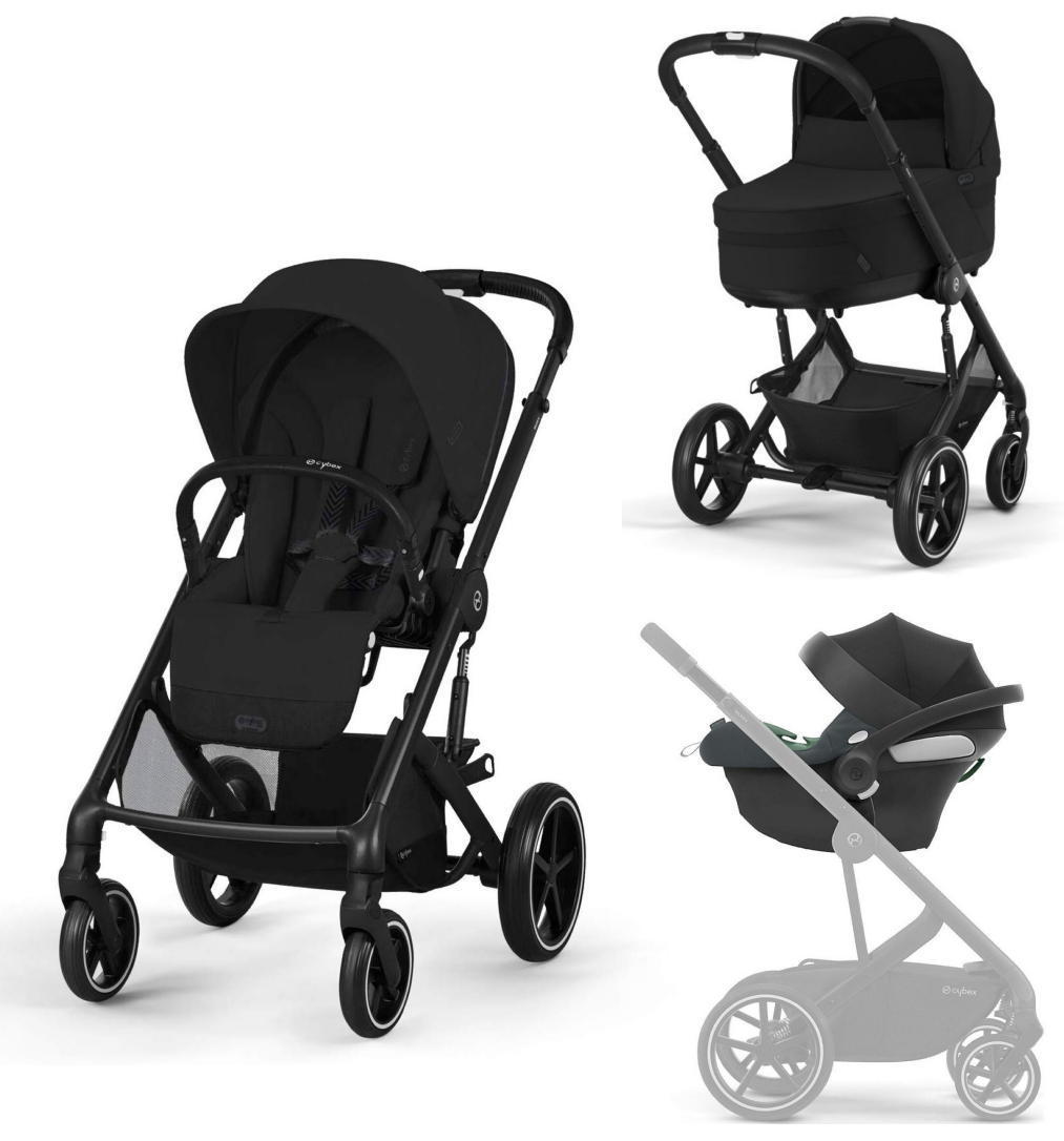 Коляска 3 в 1 Cybex Balios S Lux BLK Moon Black с дождевиками