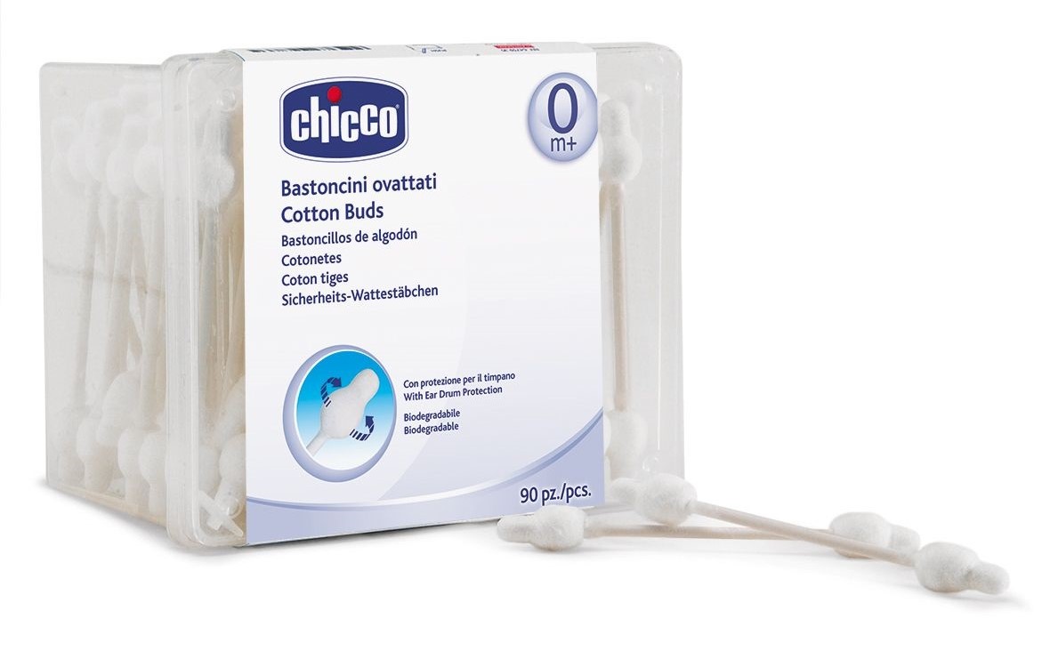 Ватные палочки Chicco (с ограничителем) 90 шт.