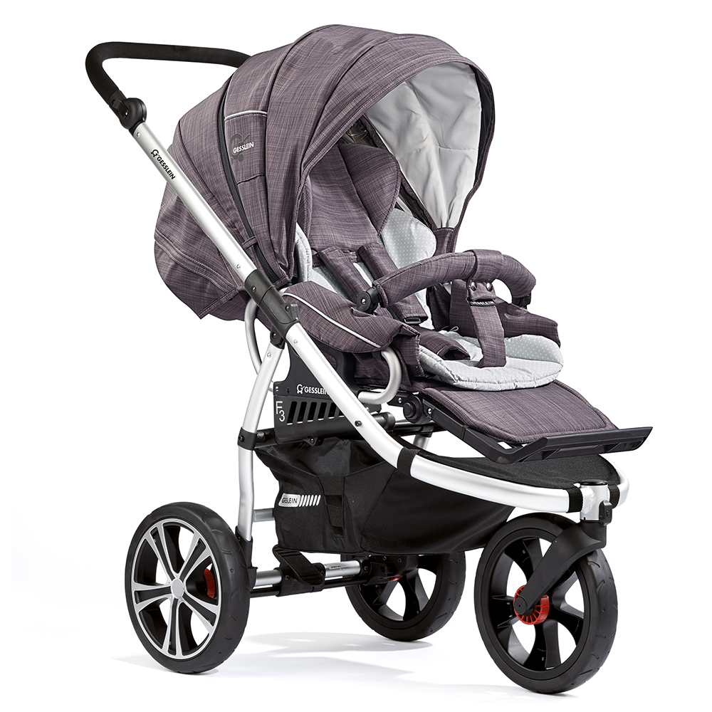 Прогулочная коляска Gesslein F3 Air+ с накидкой на ножки Коричневый меланж