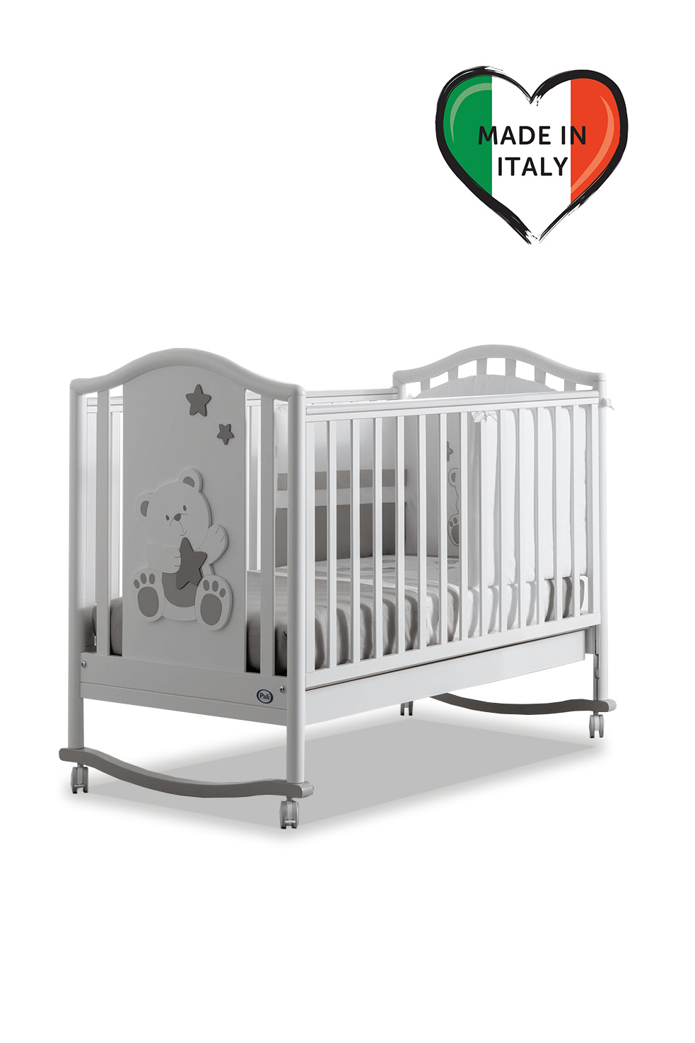Детская кроватка Pali Orsetti 125*65 Белый/серый