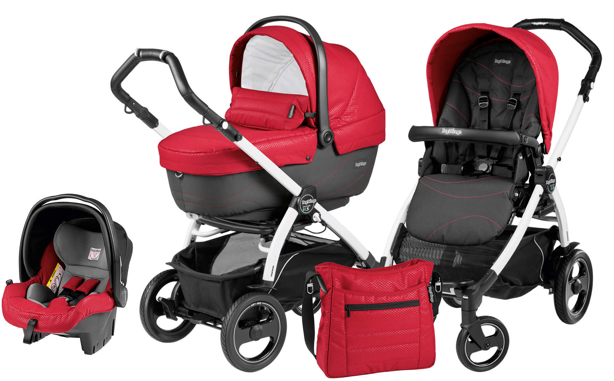 Коляска 3 в 1 Peg Perego Book 51 S XL Set Modular (шасси White/Black) Bloom Red