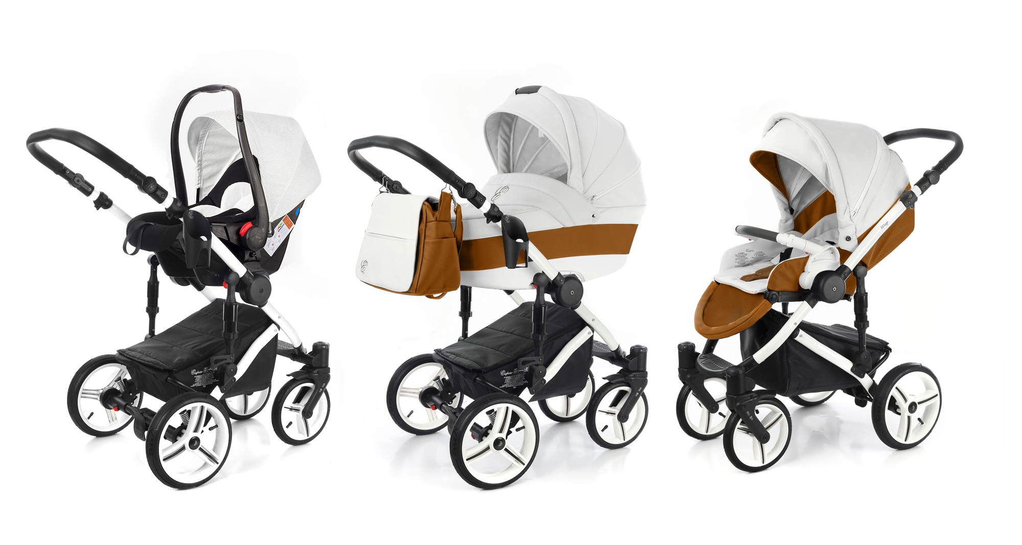 Коляска 3 в 1 Esspero Grand Magic (шасси White) Orange leatherette