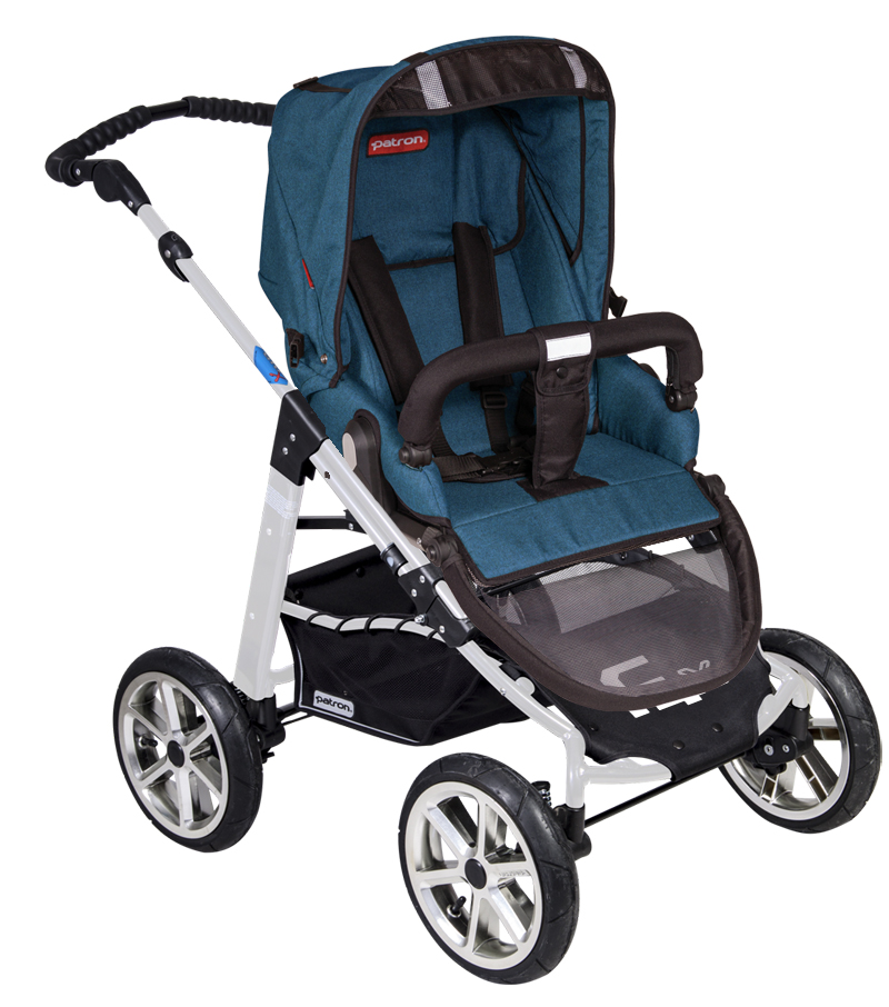 Коляска 3 в 1 Patron Fenix 4XC-S (серебряная рама) tweed teal blue 665