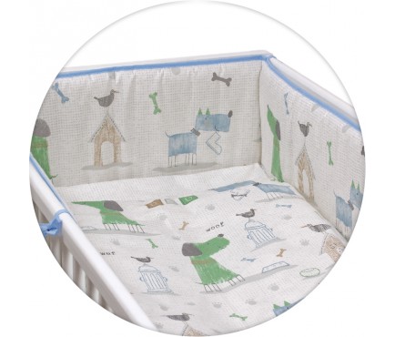 Постельное бельё Ceba Baby с принтом 3 предмета My Dog Blue/Green