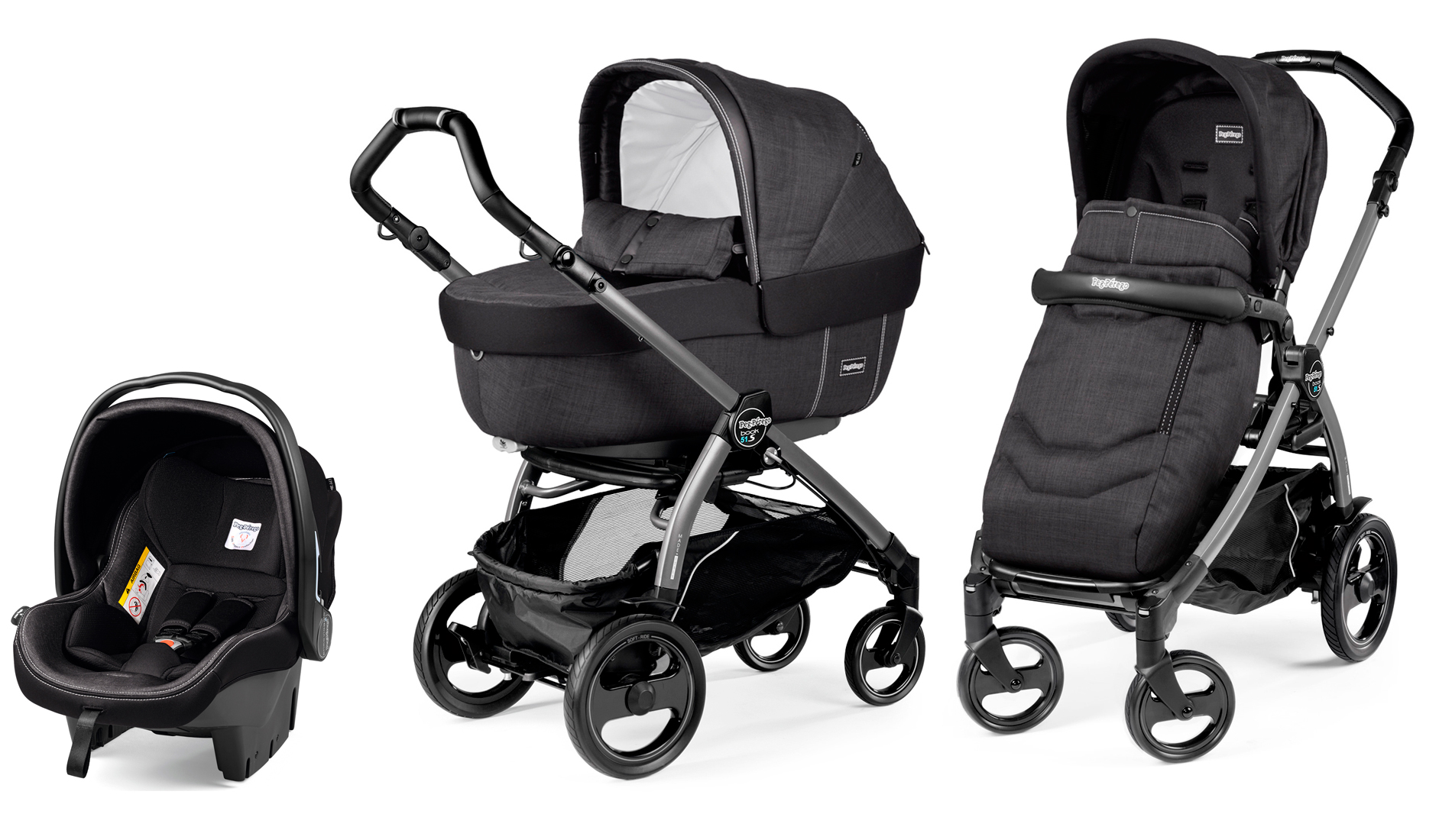 Коляска 3 в 1 Peg Perego Book 51 S Elite Modular System (шасси Jet) Onyx