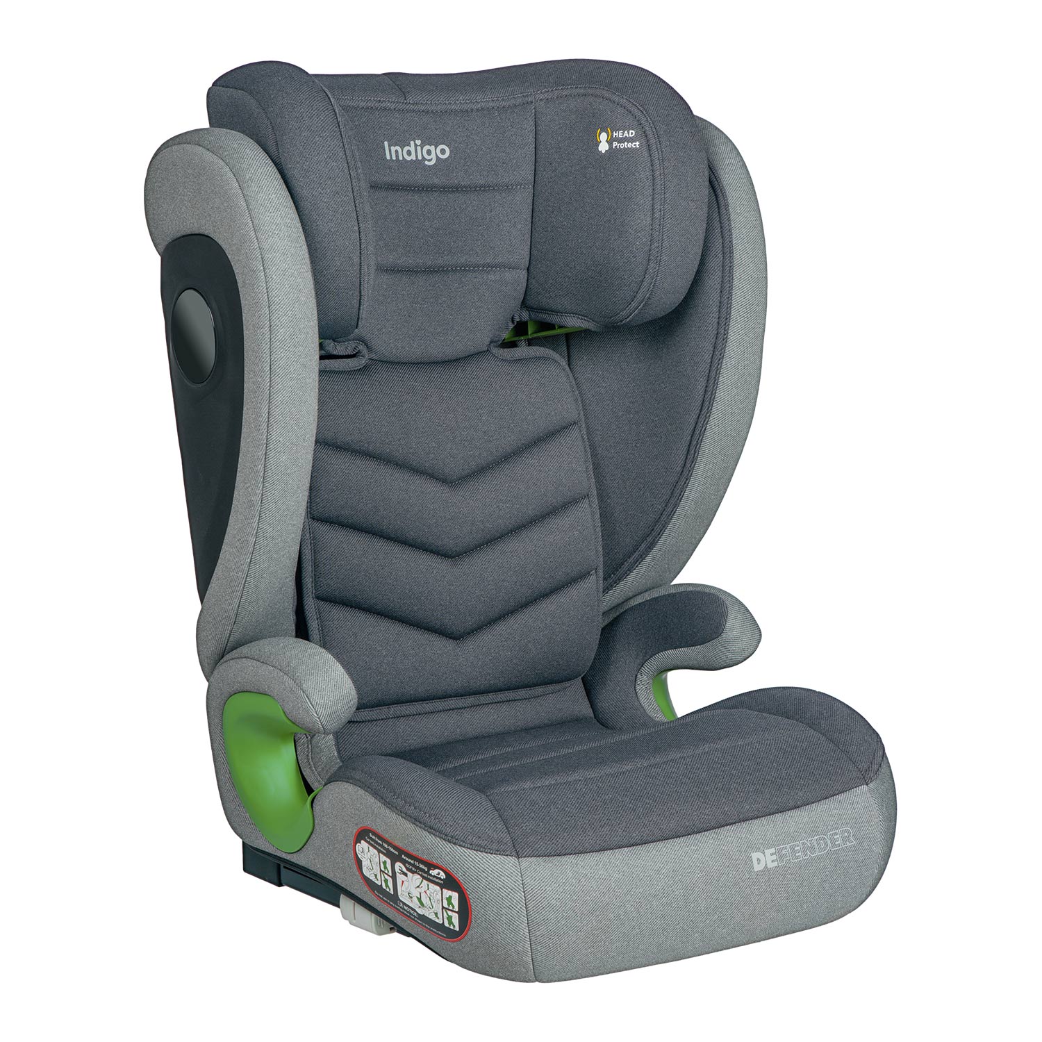Автокресло Indigo DEFENDER I-SIZE ISOFIX, группа 2+3 Темно-серый