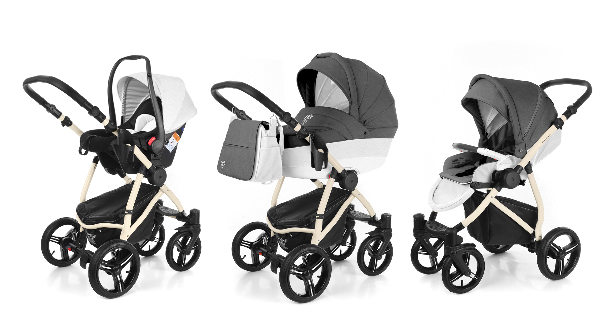 Коляска 3 в 1 Esspero Grand Newborn Lux (шасси Beige) Grafite leatherette