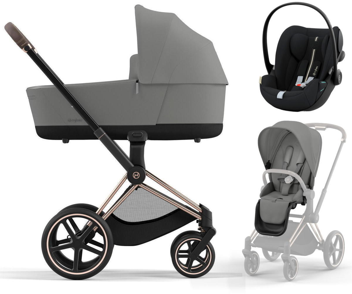 Коляска 3 в 1 Cybex Priam IV Rosegold и автокресло Cloud G i-Size Plus Mirage Grey