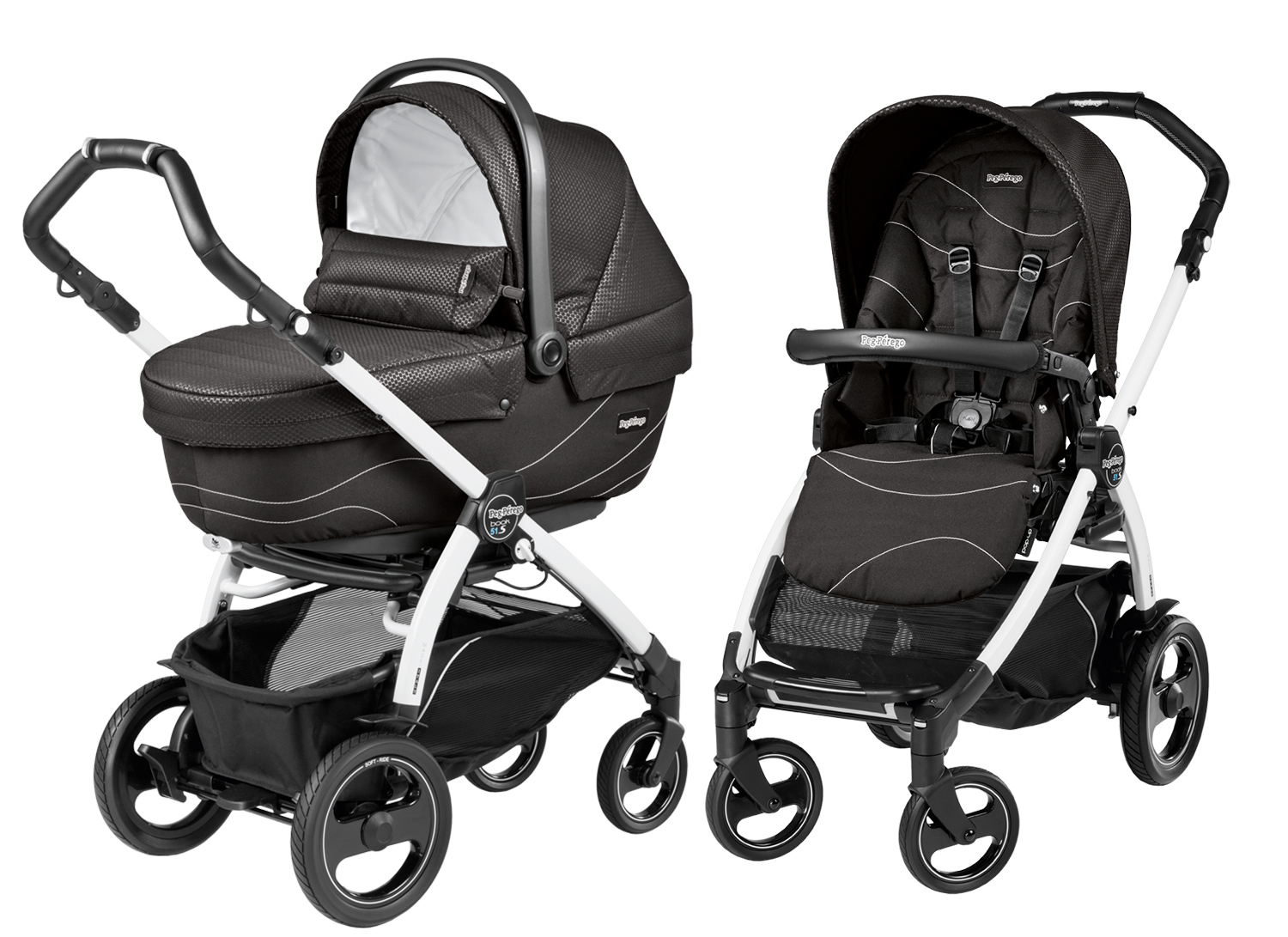 Коляска 2 в 1 Peg Perego Book 51 S XL Modular (шасси White/Black) Bloom Black