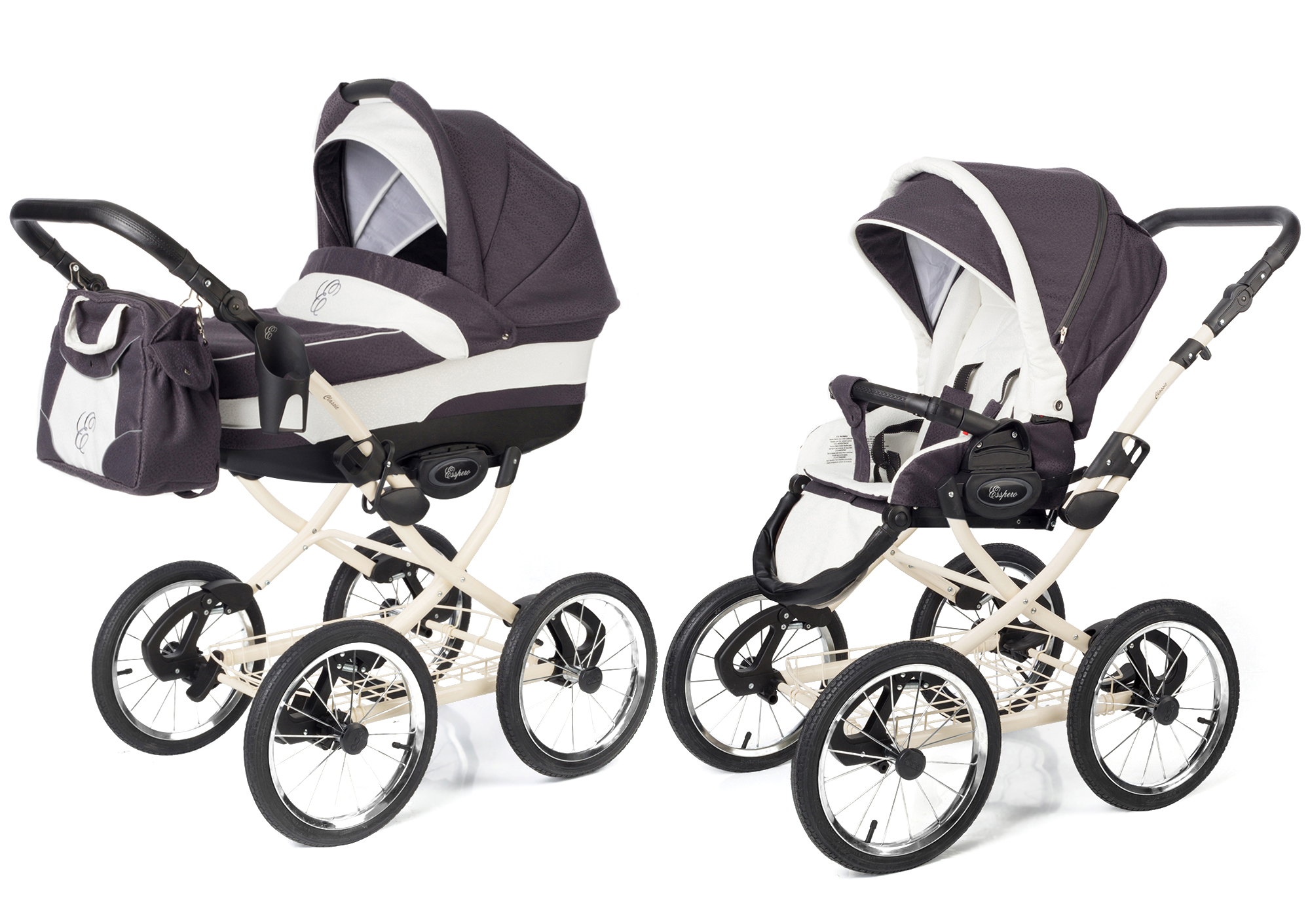 Коляска 2 в 1 Esspero Classic (шасси Beige) Grey Leves