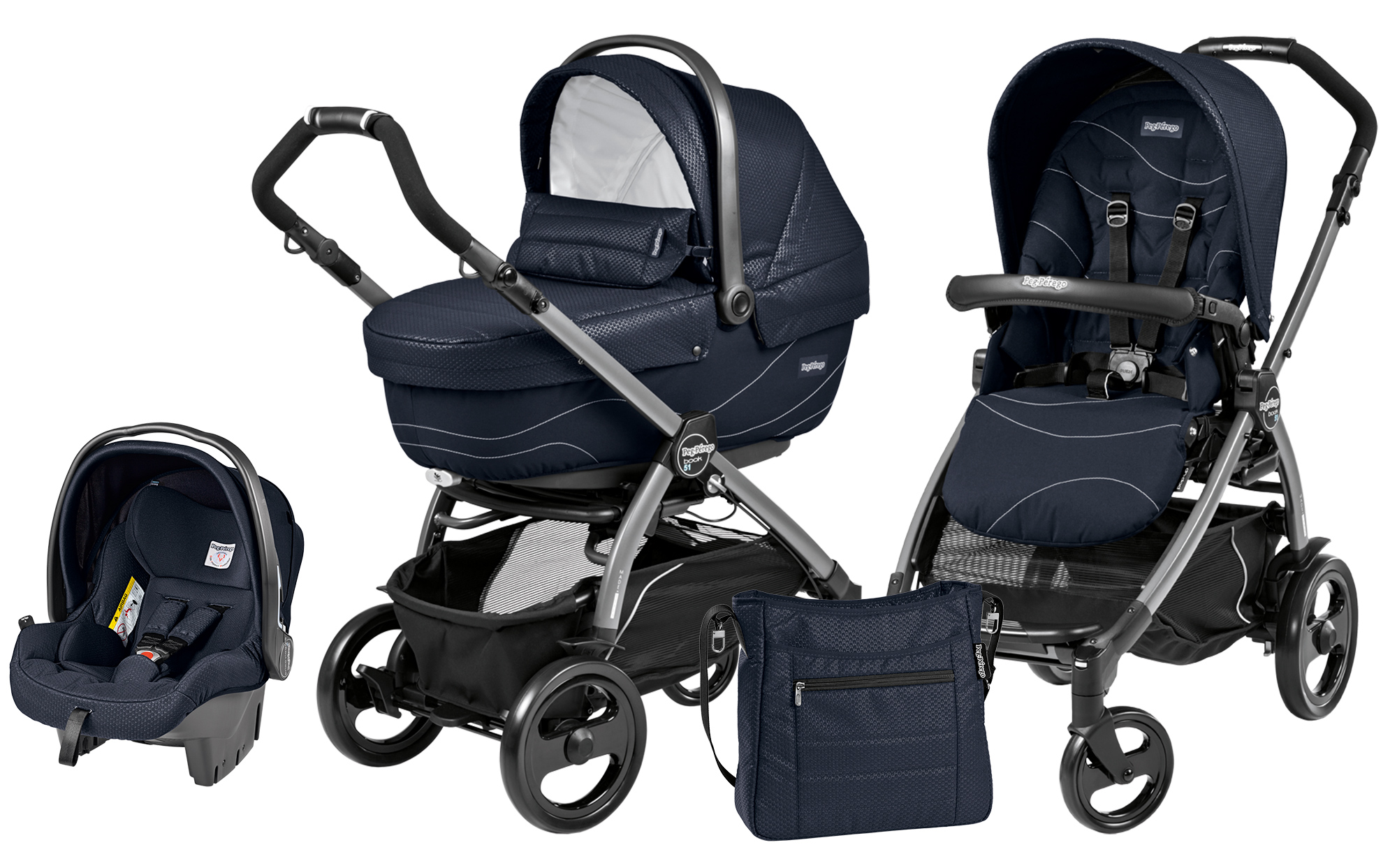 Коляска 3 в 1 Peg Perego Book 51 XL Modular System (шасси Jet) Bloom Navy