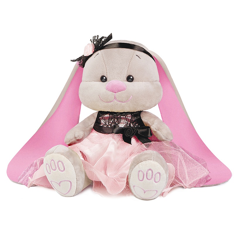 Мягкая игрушка Maxi Toys Зайка Jack&Lin (25 см) в Розово-Черном Платьице