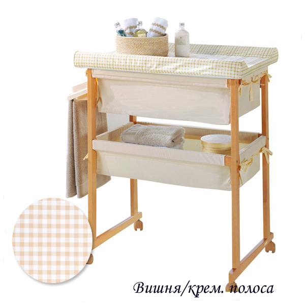 Пеленальный комод с ванночкой Micuna B-1158 plus вишня/кремовая полоска