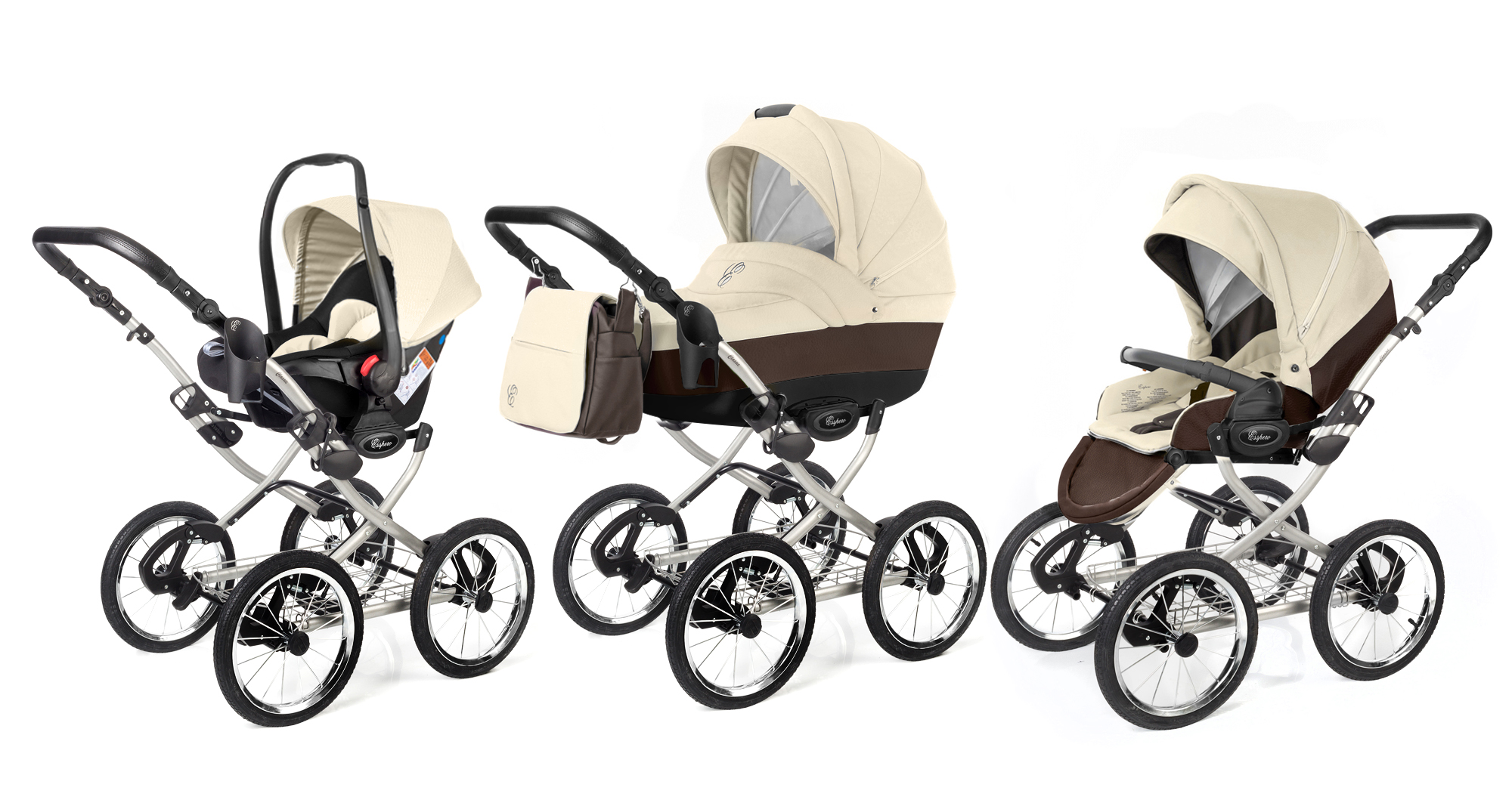 Коляска 3 в 1 Esspero Grand Classic (шасси Grey) Cream leatherette