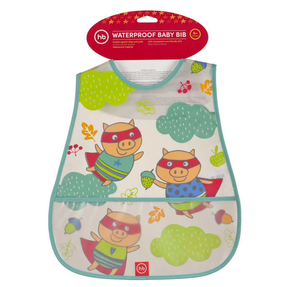 Нагрудник на липучке Happy Baby (16005) blue (pig)