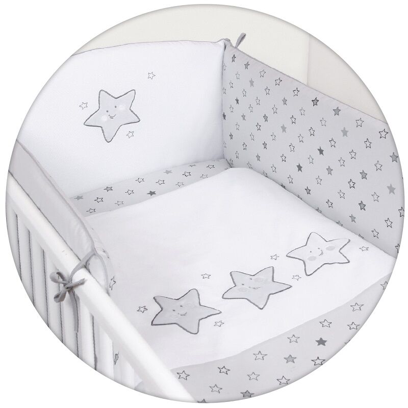 Постельное бельё Ceba Baby с принтом 3 предмета Stars Grey Lux