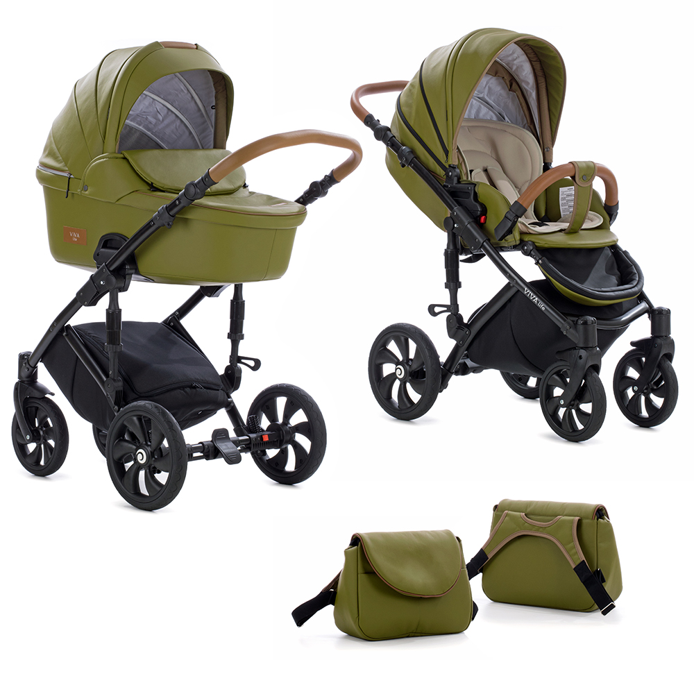 Коляска 2 в 1 Tutis Viva Life КОЖА Болотный