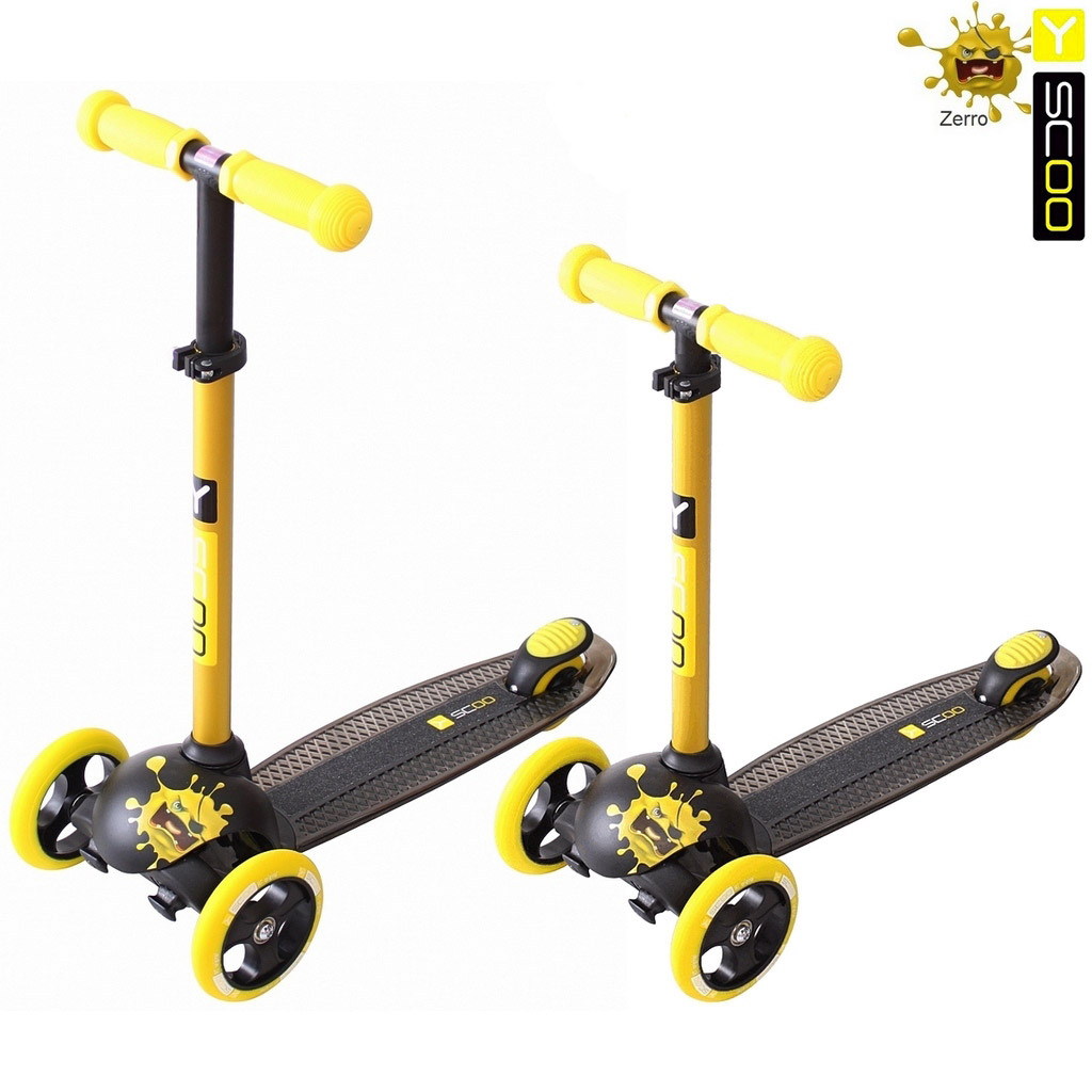 Самокат трехколесный Y-SCOO RT TRIO DIAMOND 120 Monsters 3 высоты yellow Zerro
