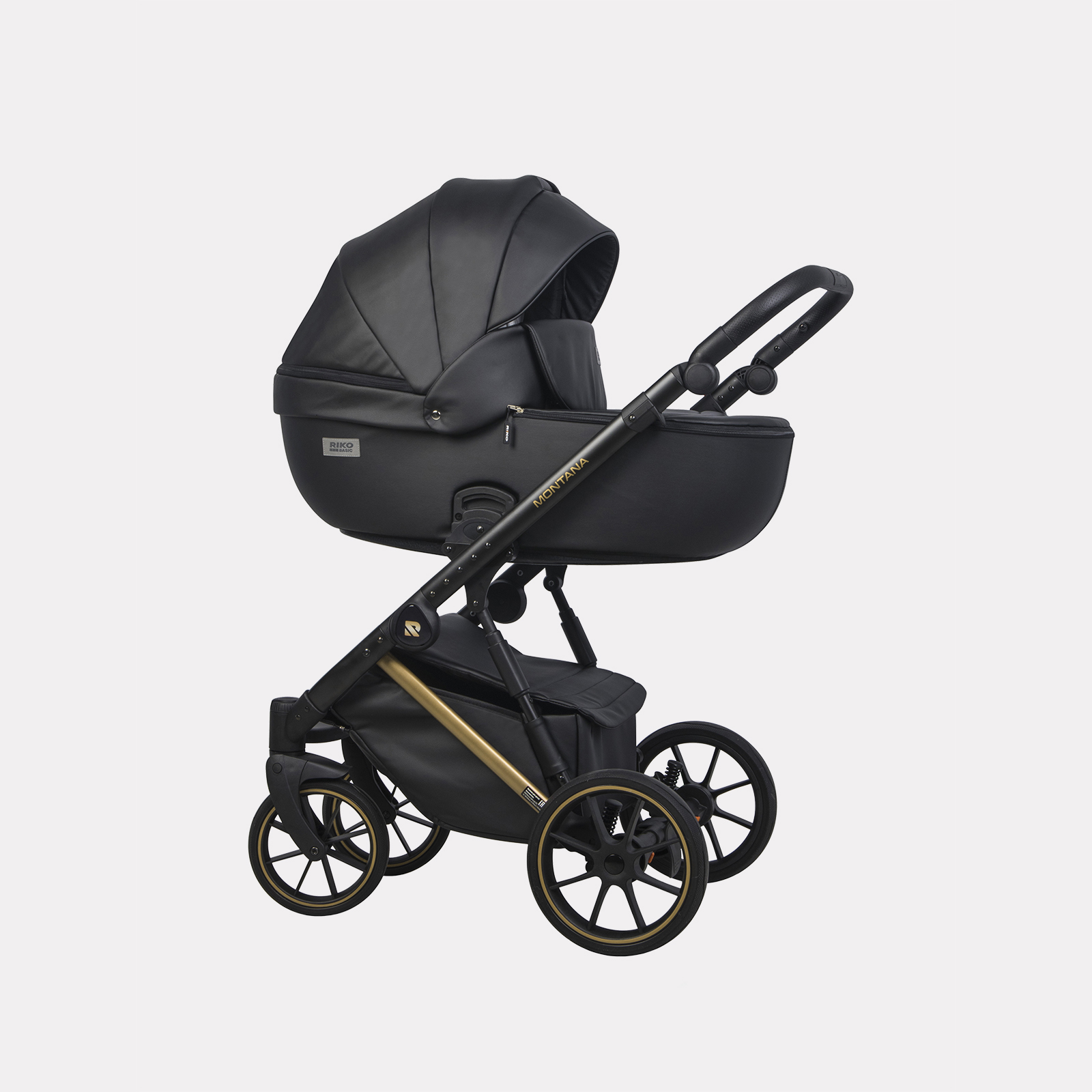 Коляска 2 в 1 RIKO BASIC MONTANA PREMIUM Gold/02 Black (черный)
