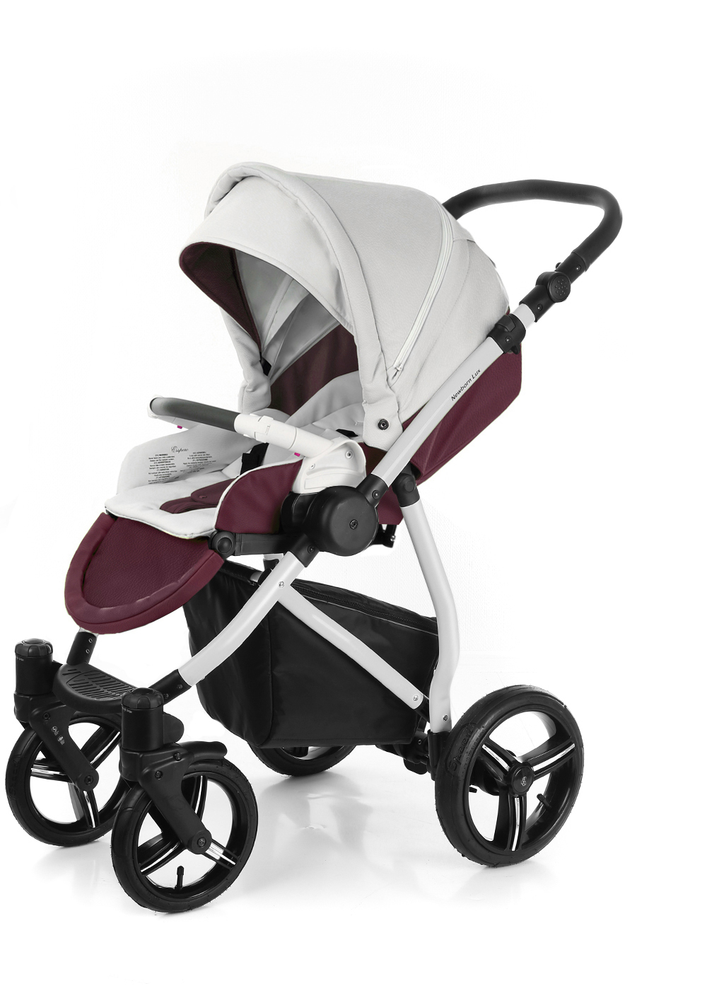 Прогулочная коляска Esspero Grand Newborn Lux (шасси Grey) Maroon leatherette
