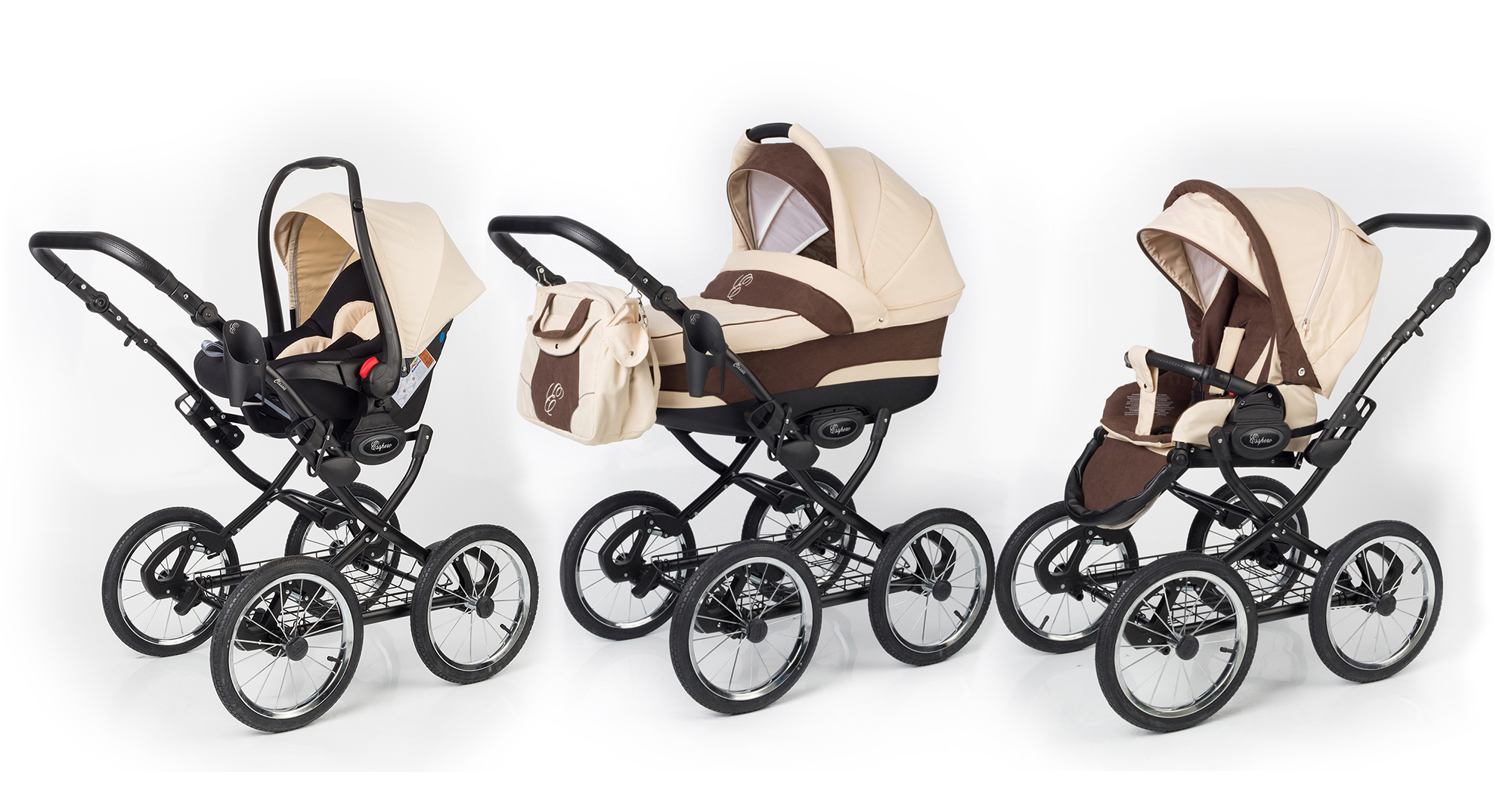 Коляска 3 в 1 Esspero Classic (шасси Black) Beige Brown