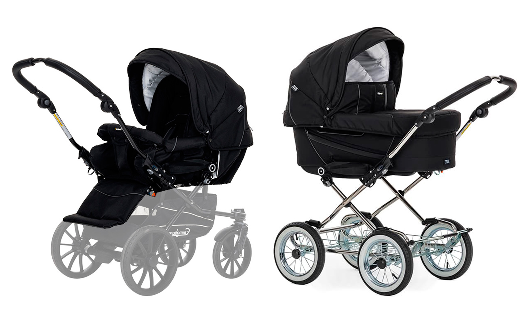 Коляска 2 в 1 Emmaljunga Edge Duo Combi Competition (шасси Classic Chrome) Competition Black