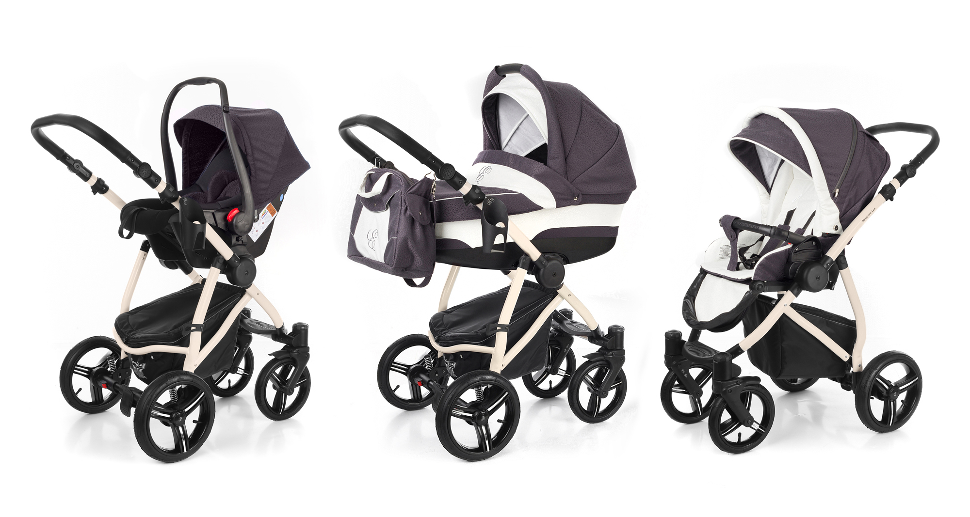Коляска 3 в 1 Esspero Newborn Lux (шасси Beige) Grey Leves