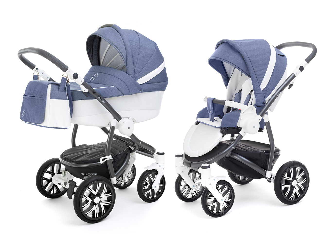 Коляска 2 в 1 Esspero Grand Discovery (шасси Graphite White) Jeans Blue