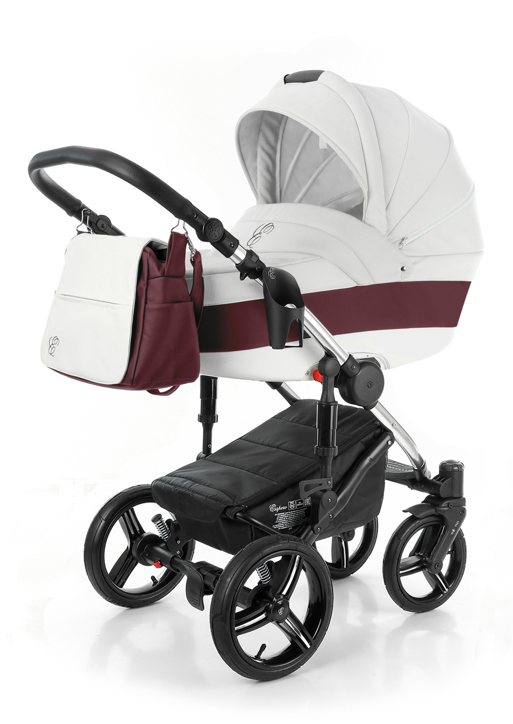 Коляска для новорожденных Esspero Grand Magic (шасси Chrome) Maroon leatherette