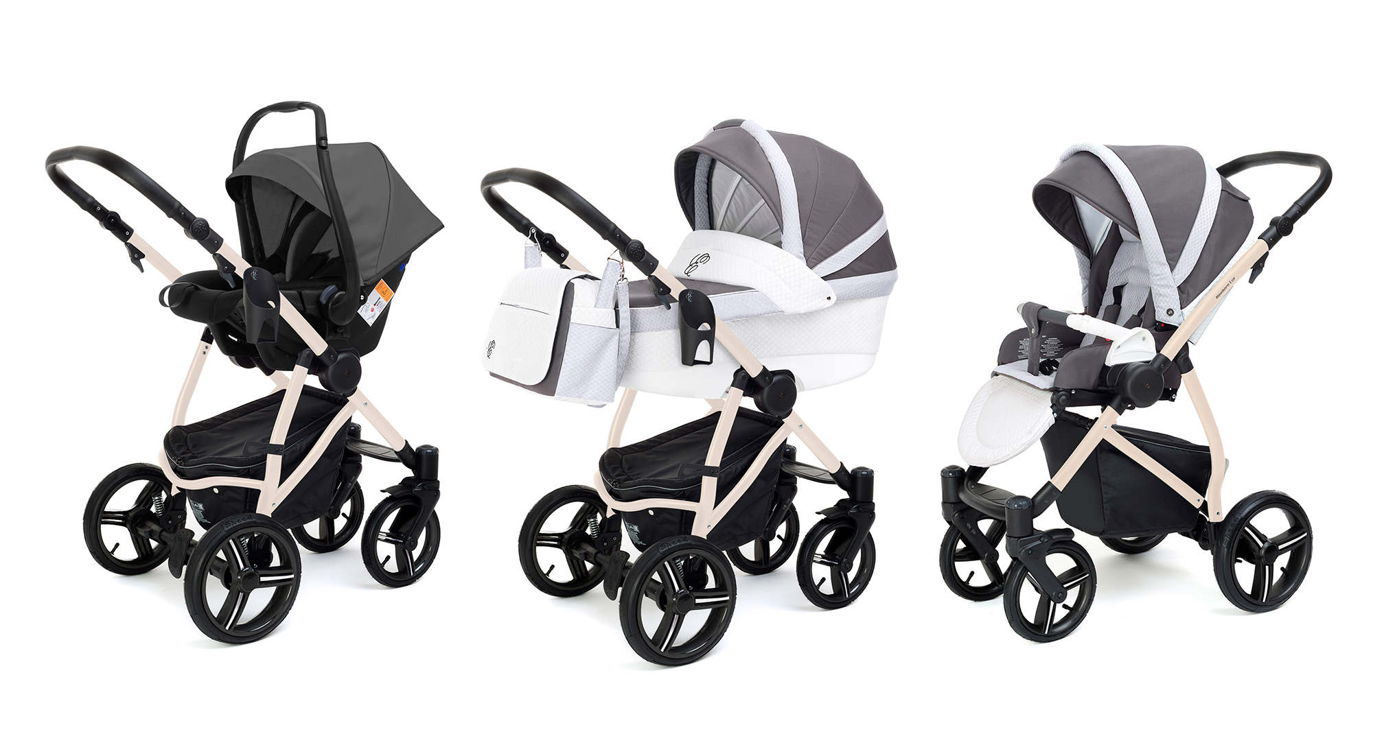 Коляска 3 в 1 Esspero Grand Newborn Lux (шасси Beige) Royal Light Grey