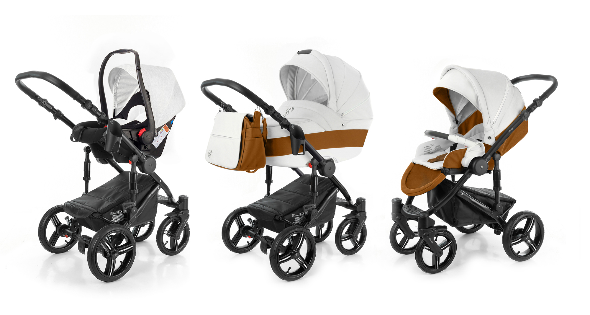 Коляска 3 в 1 Esspero Grand Magic (шасси Black) Orange leatherette