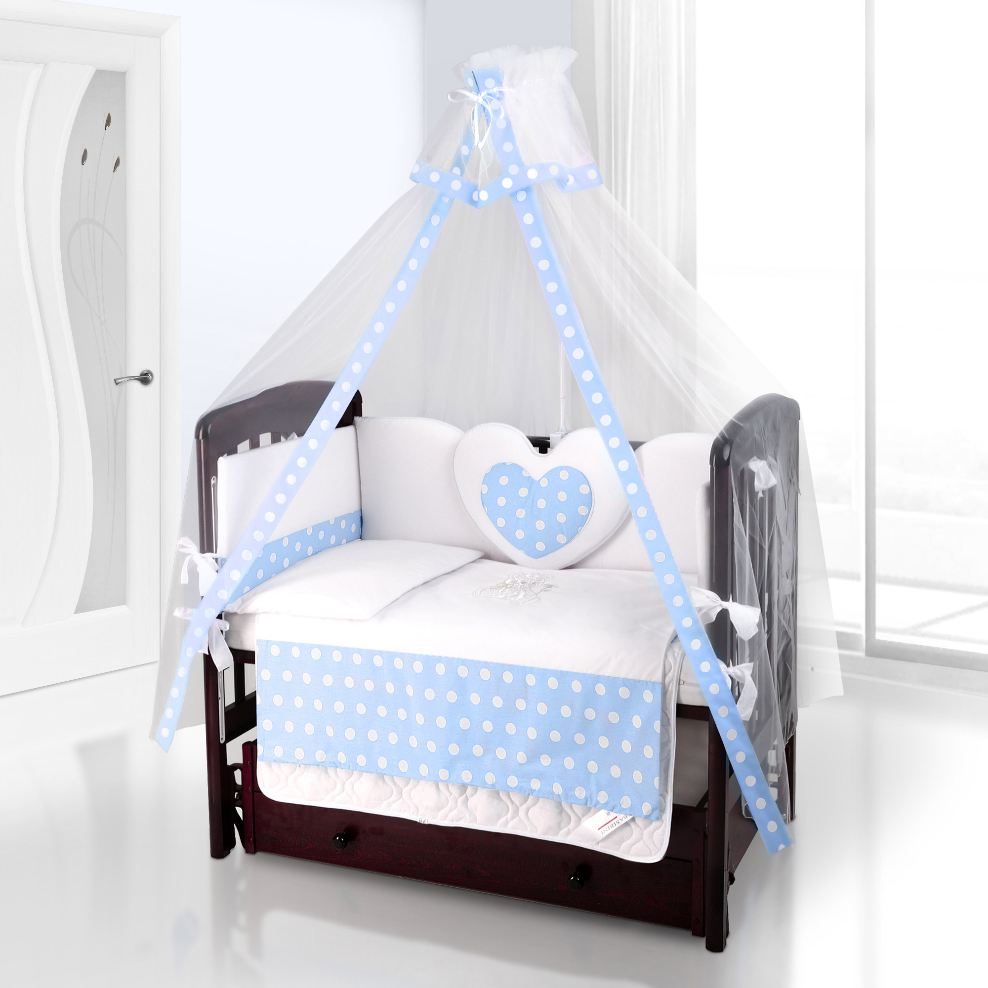 Балдахин на детскую кроватку Beatrice Bambini Bianco Neve Anello Blu