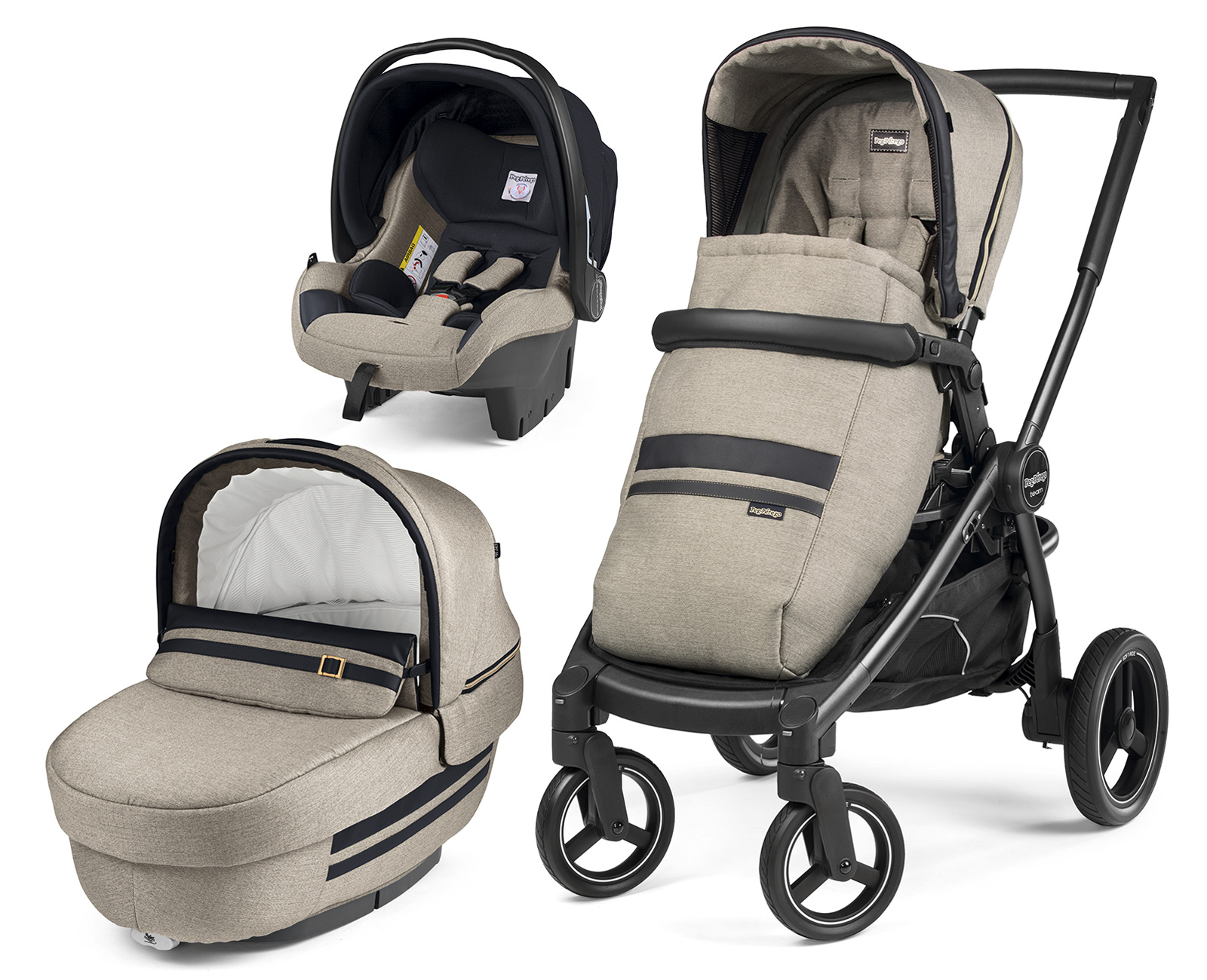 Коляска 3 в 1 Peg Perego Team Elite SL Set Modular Luxe Ecru