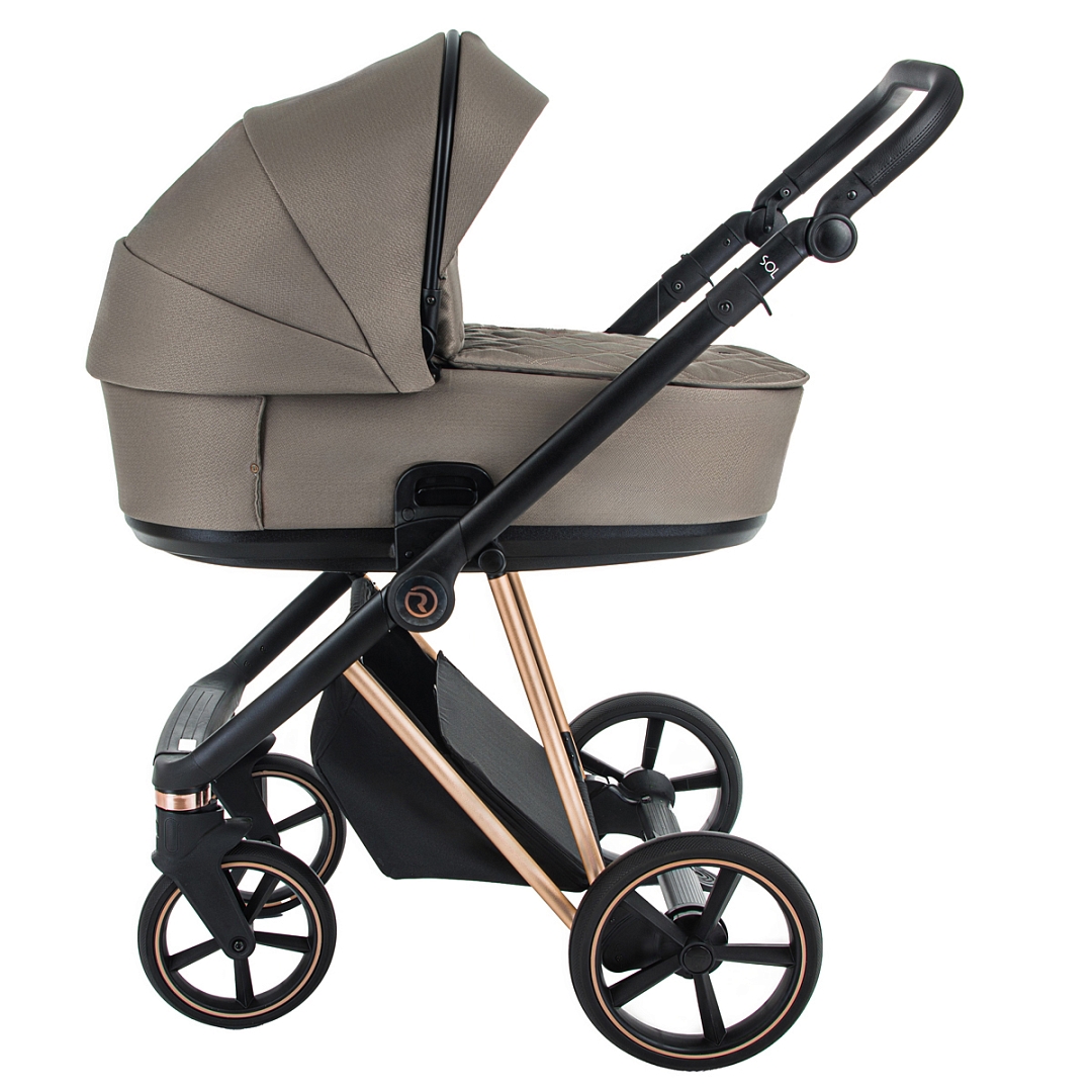 Коляска 2 в 1 Roan Sol Lux Mocca/Rose Gold/руч.Черный