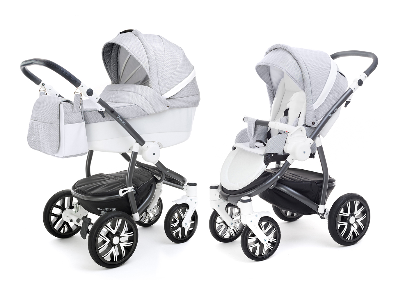 Коляска 2 в 1 Esspero Grand Discovery (шасси Graphite White) Grey Diamond
