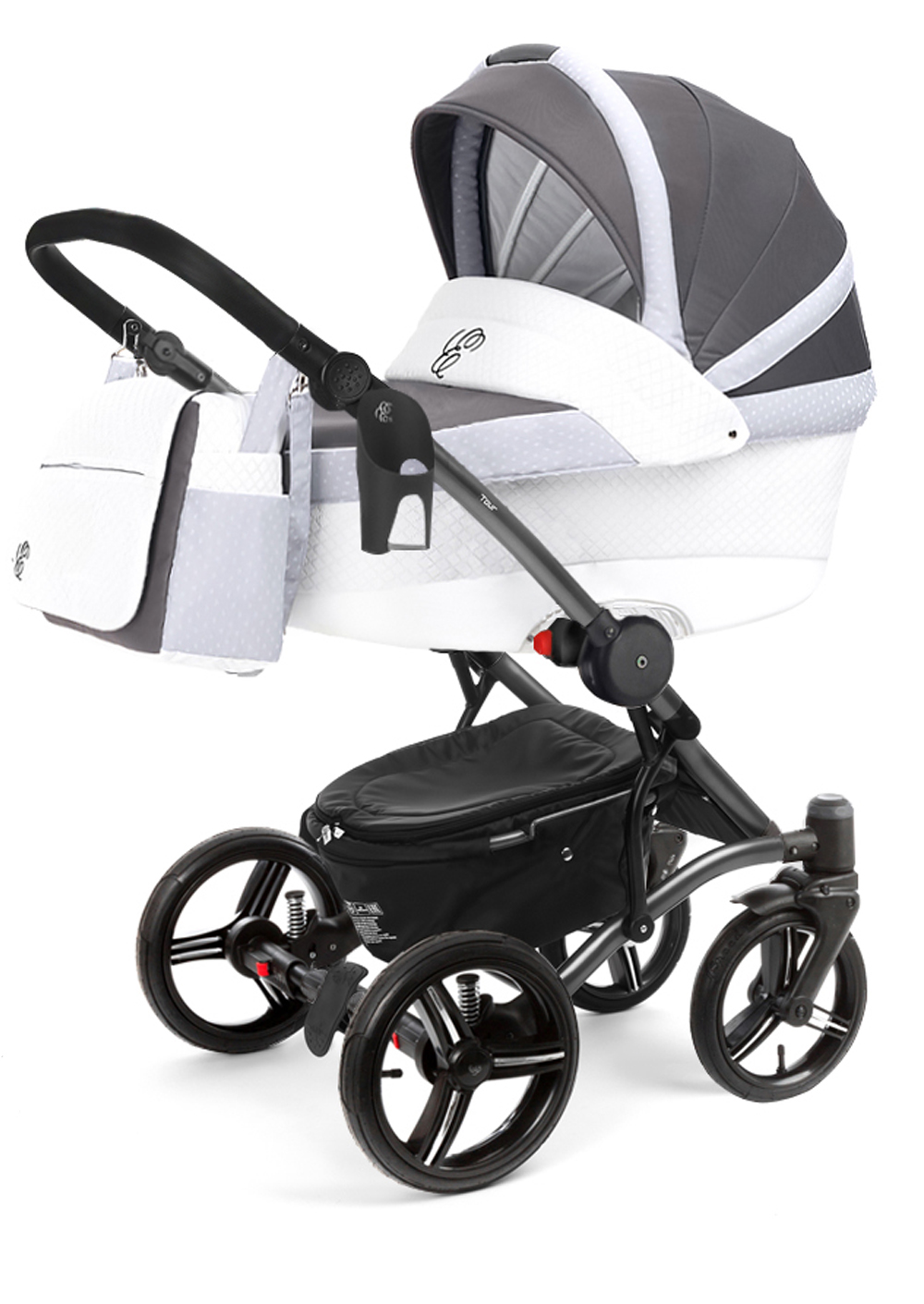 Коляска для новорожденных Esspero Tour Leatherette (шасси White) Royal Silver