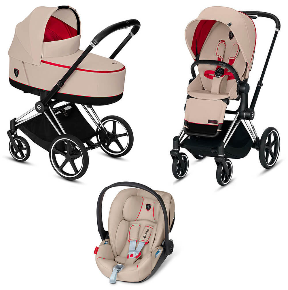 Коляска 3 в 1 Cybex Priam III Ferrari (Cloud Z i-Size) Silver Grey (Chrome Black)