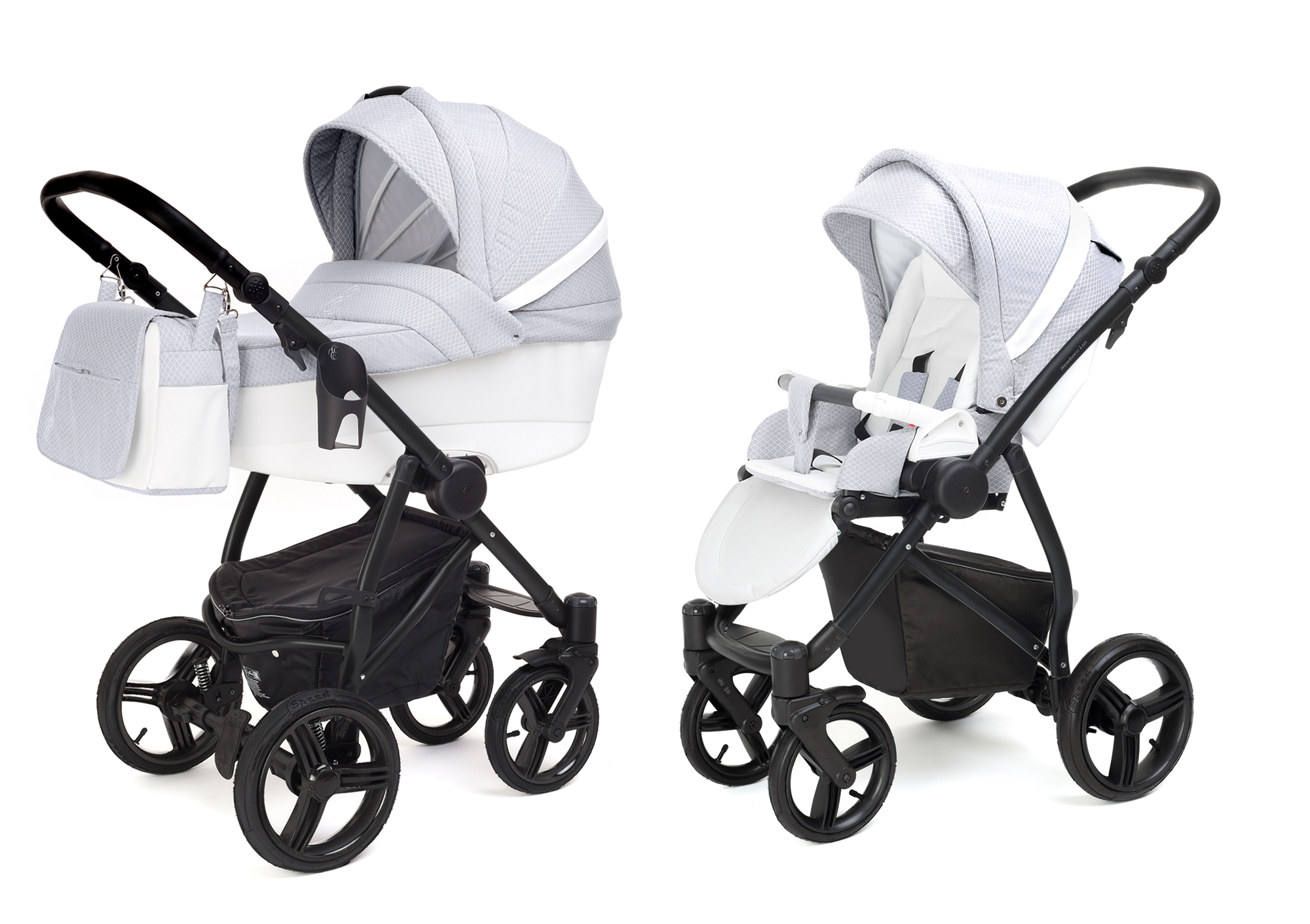Коляска 2 в 1 Esspero Grand Newborn Lux (шасси Black) Grey Diamond
