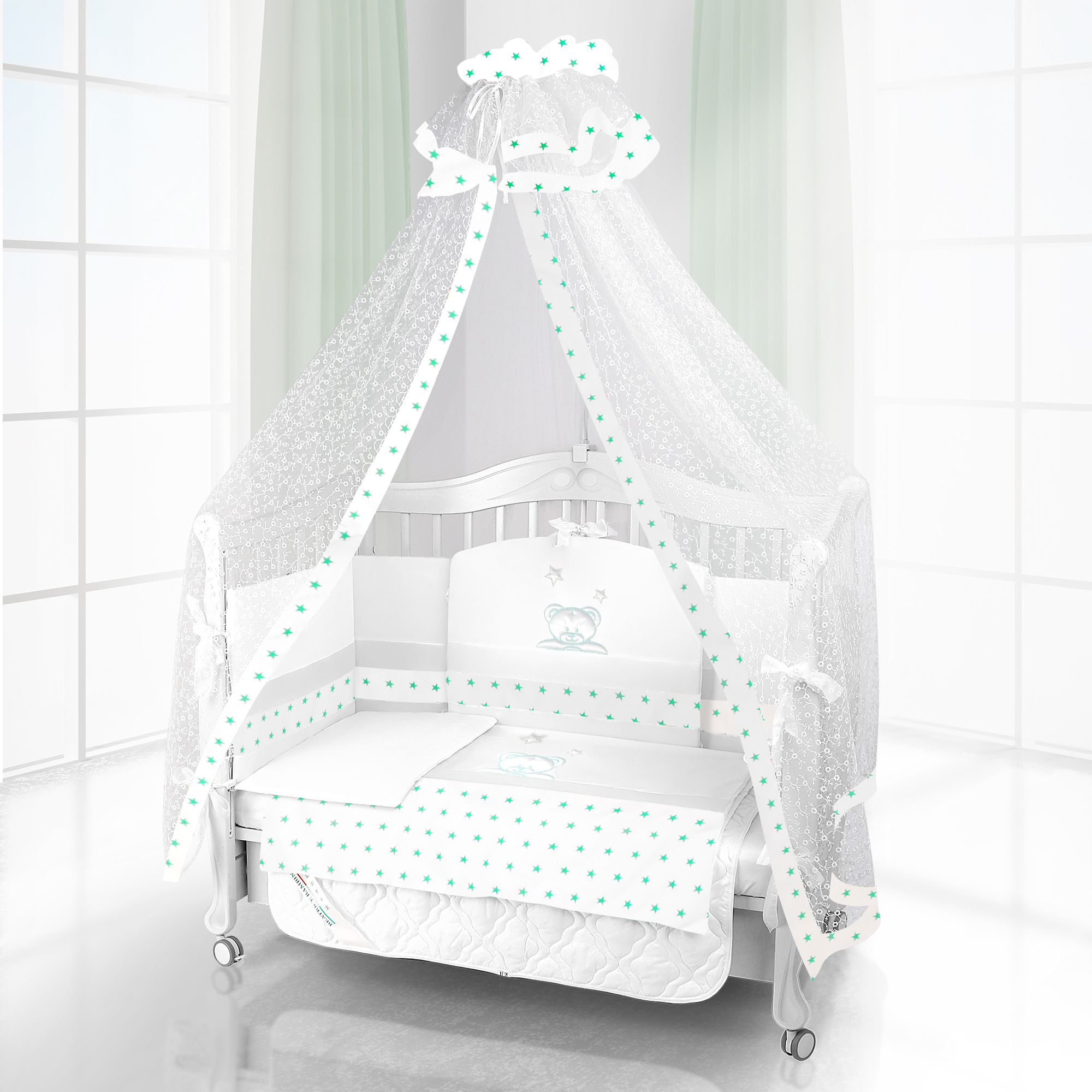 Комплект постельного белья Beatrice Bambini Unico Capolino (125х65) bianco bianco verde