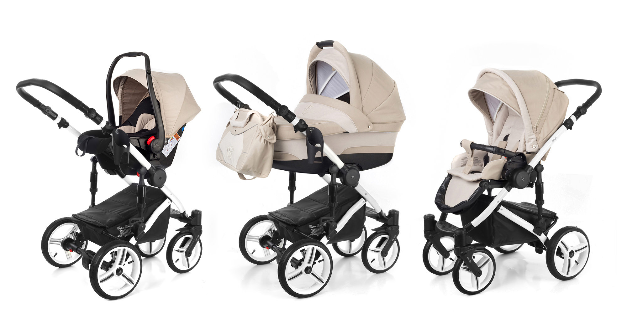 Коляска 3 в 1 Esspero Magic (шасси White) Khakki Beige