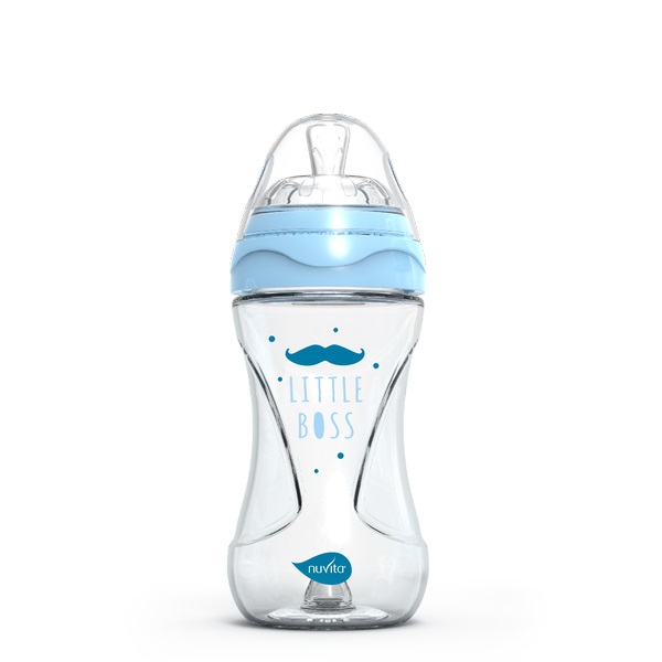Антиколиковая бутылочка Nuvita 6033 Glass Collection 240мл, стекло голубой