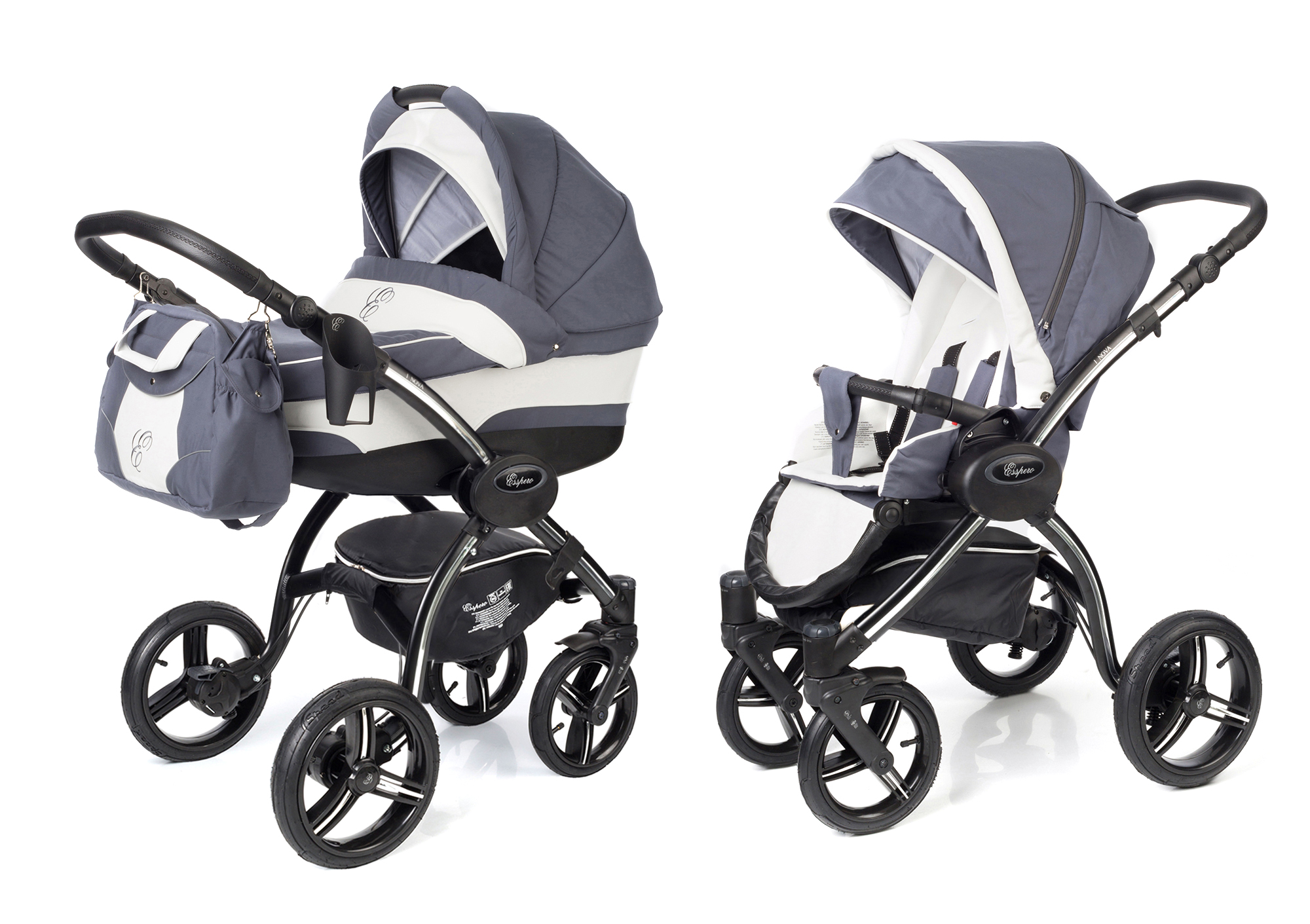 Коляска 2 в 1 Esspero I-Nova (шасси Graphite) Grey Lux