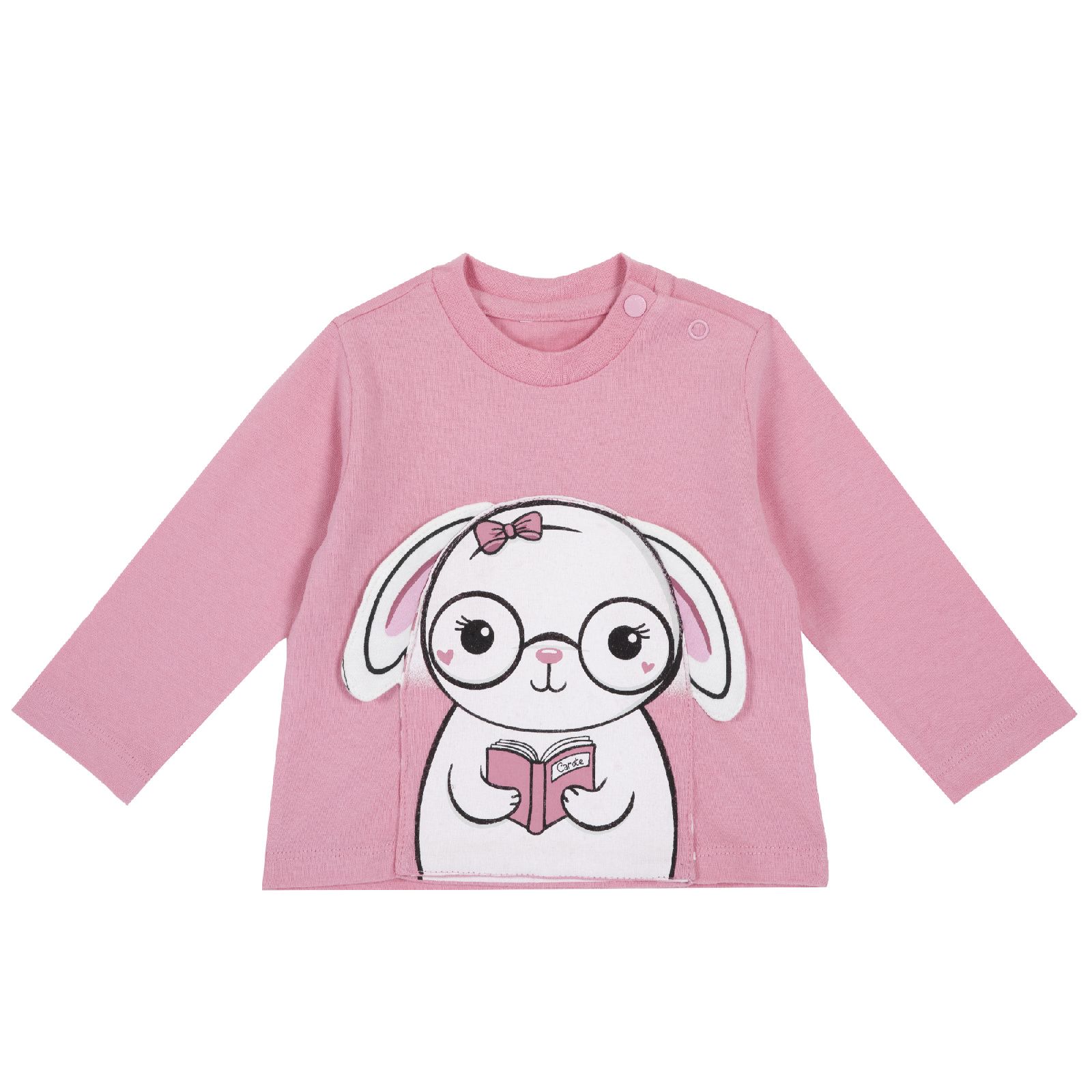 Лонгслив Chicco принт Зайка, для девочек, цвет розовый Розовый, р.80